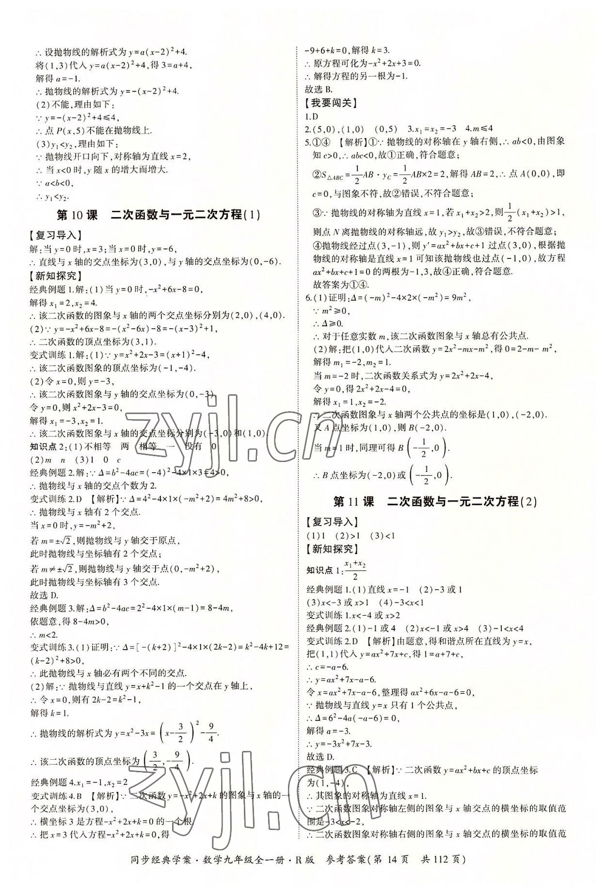2022年同步經(jīng)典學案九年級數(shù)學全一冊人教版 第14頁
