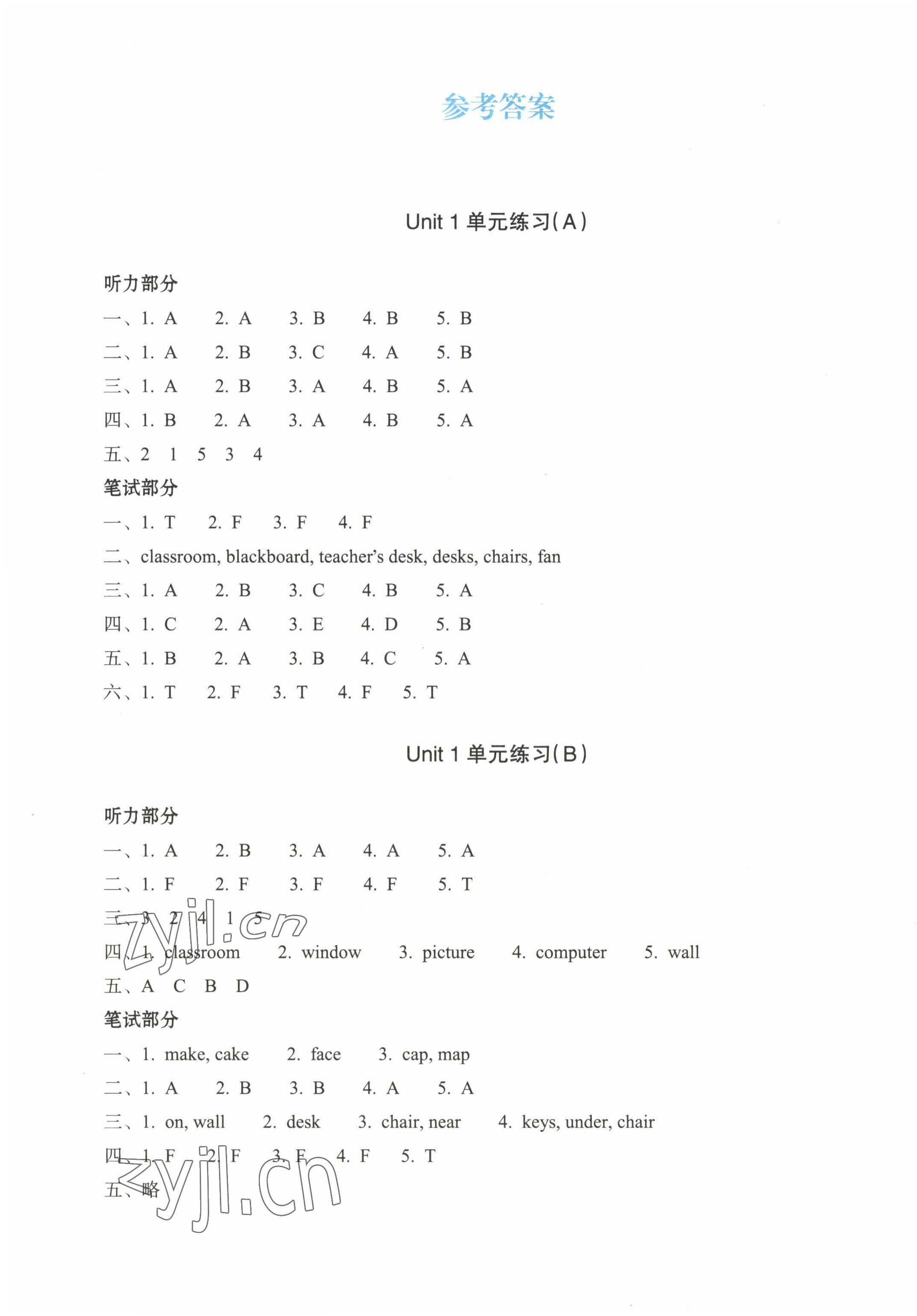 2022年新編單元能力訓(xùn)練卷四年級英語上冊人教版 第1頁