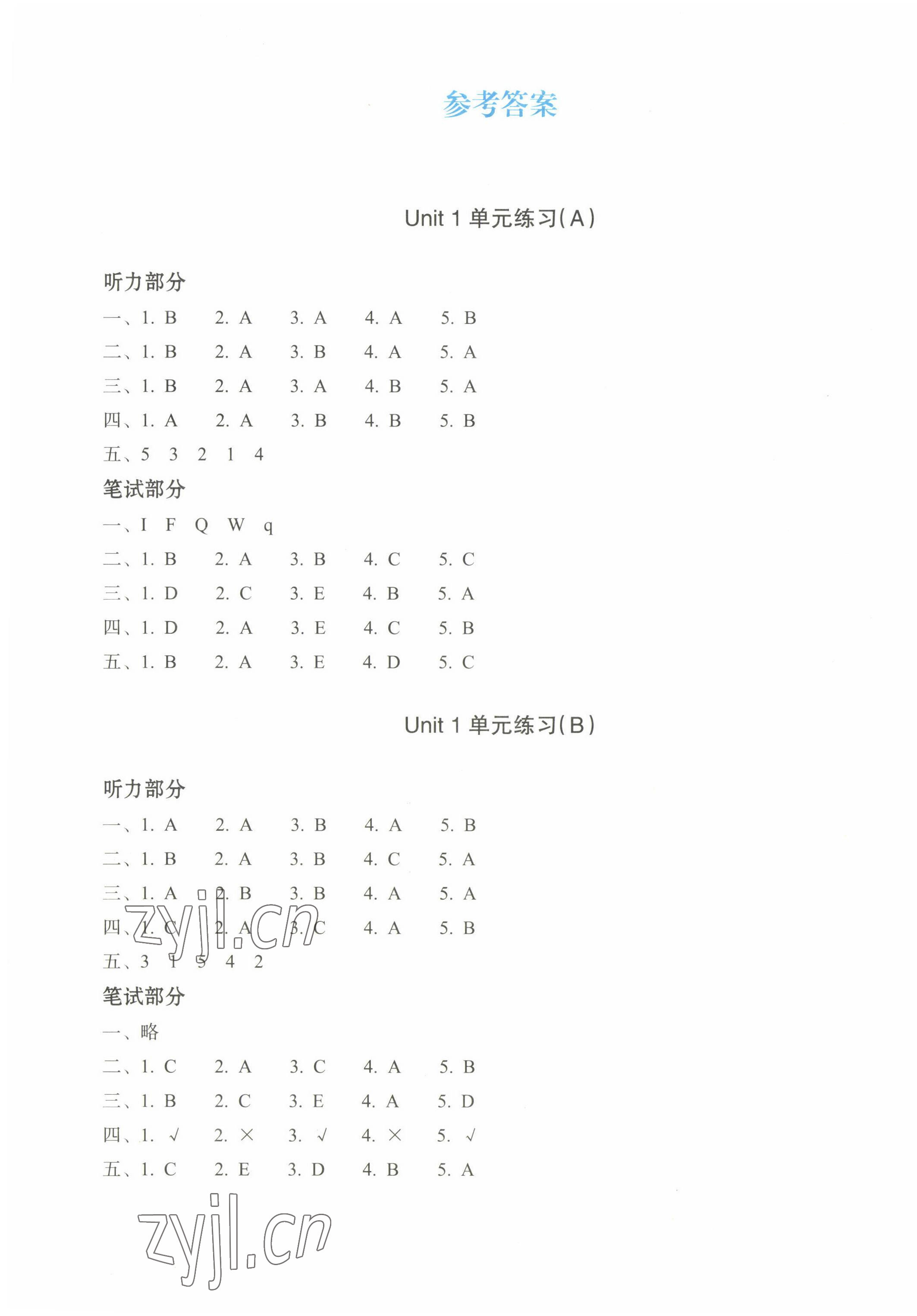 2022年新編單元能力訓(xùn)練卷三年級(jí)英語上冊人教版 第1頁