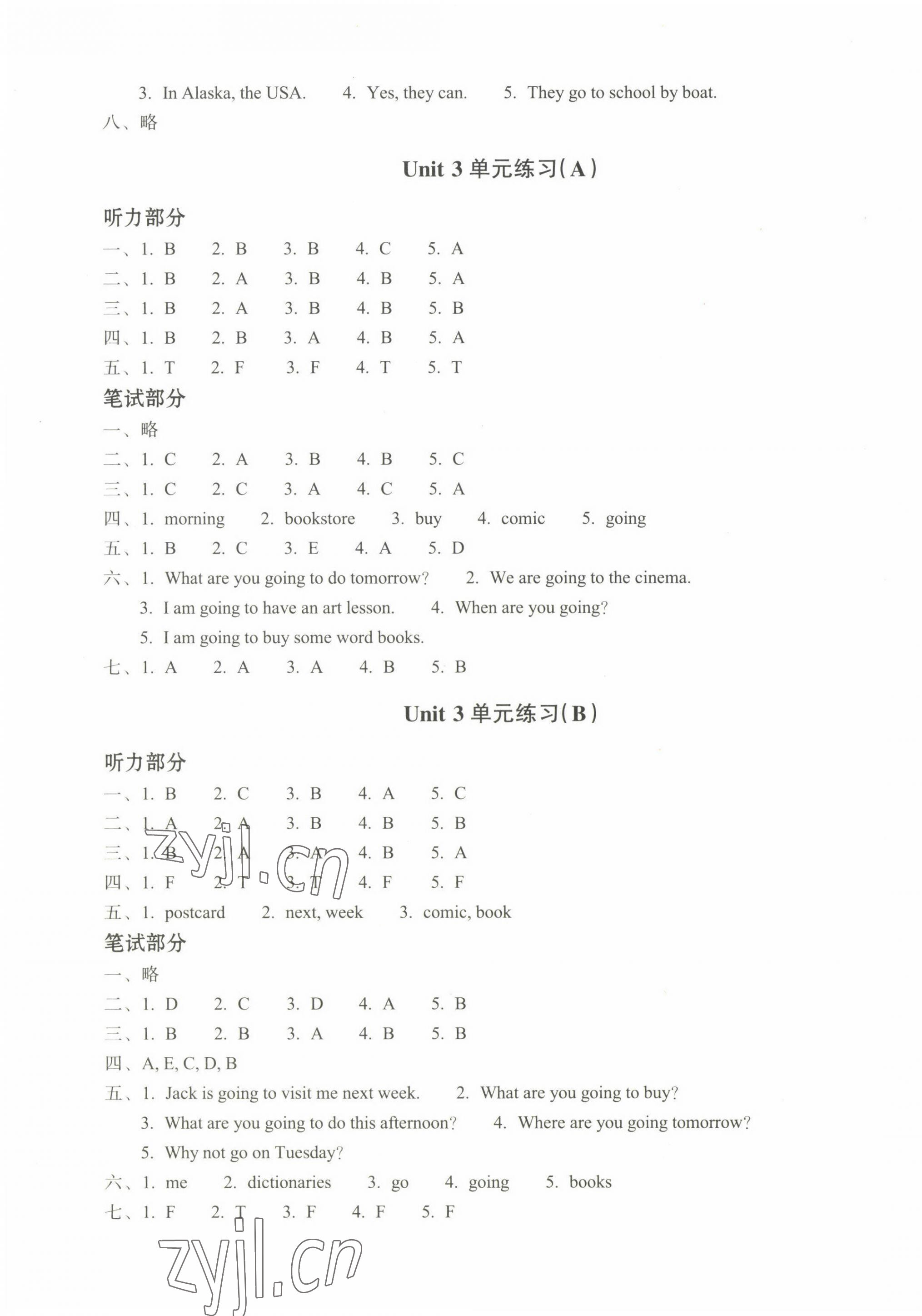 2022年新編單元能力訓(xùn)練卷六年級(jí)英語(yǔ)上冊(cè)人教版 參考答案第3頁(yè)