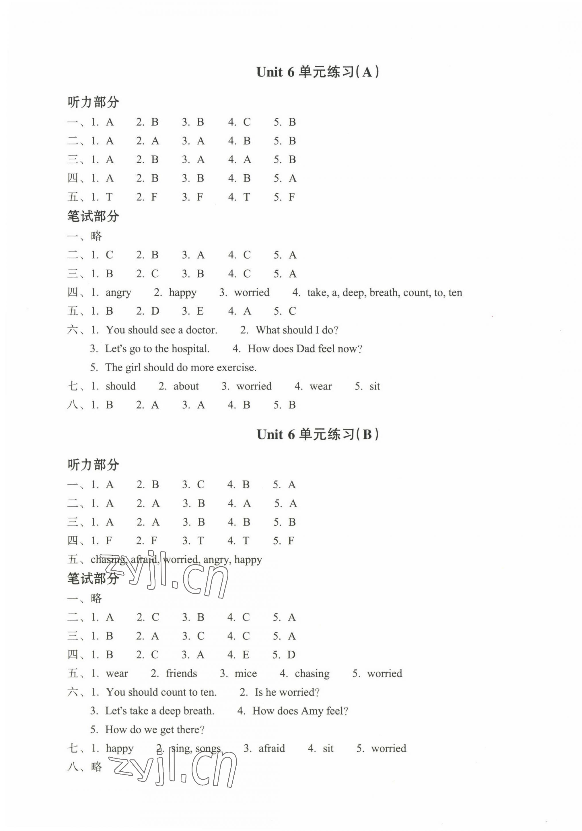 2022年新编单元能力训练卷六年级英语上册人教版 参考答案第7页