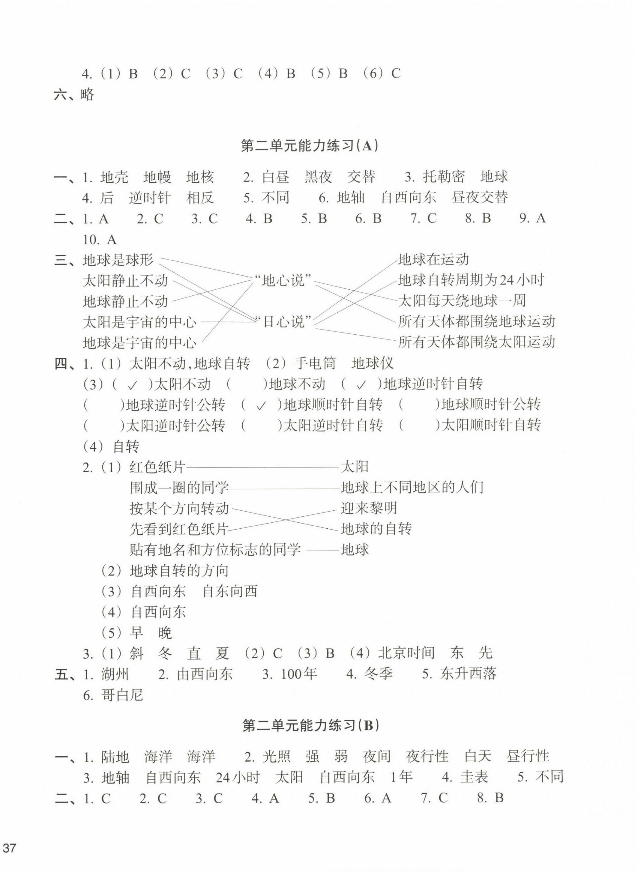 2022年新编单元能力训练卷六年级科学上册教科版 参考答案第2页