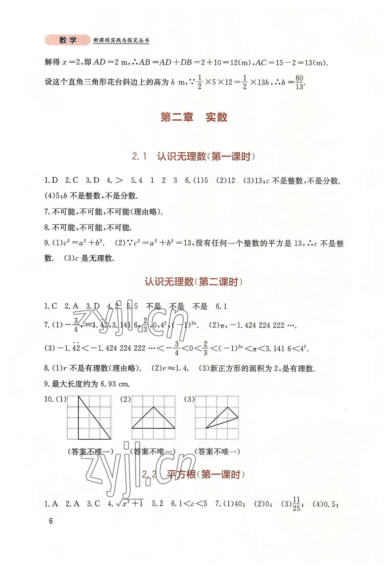 2022年新課程實踐與探究叢書八年級數(shù)學上冊北師大版 第6頁