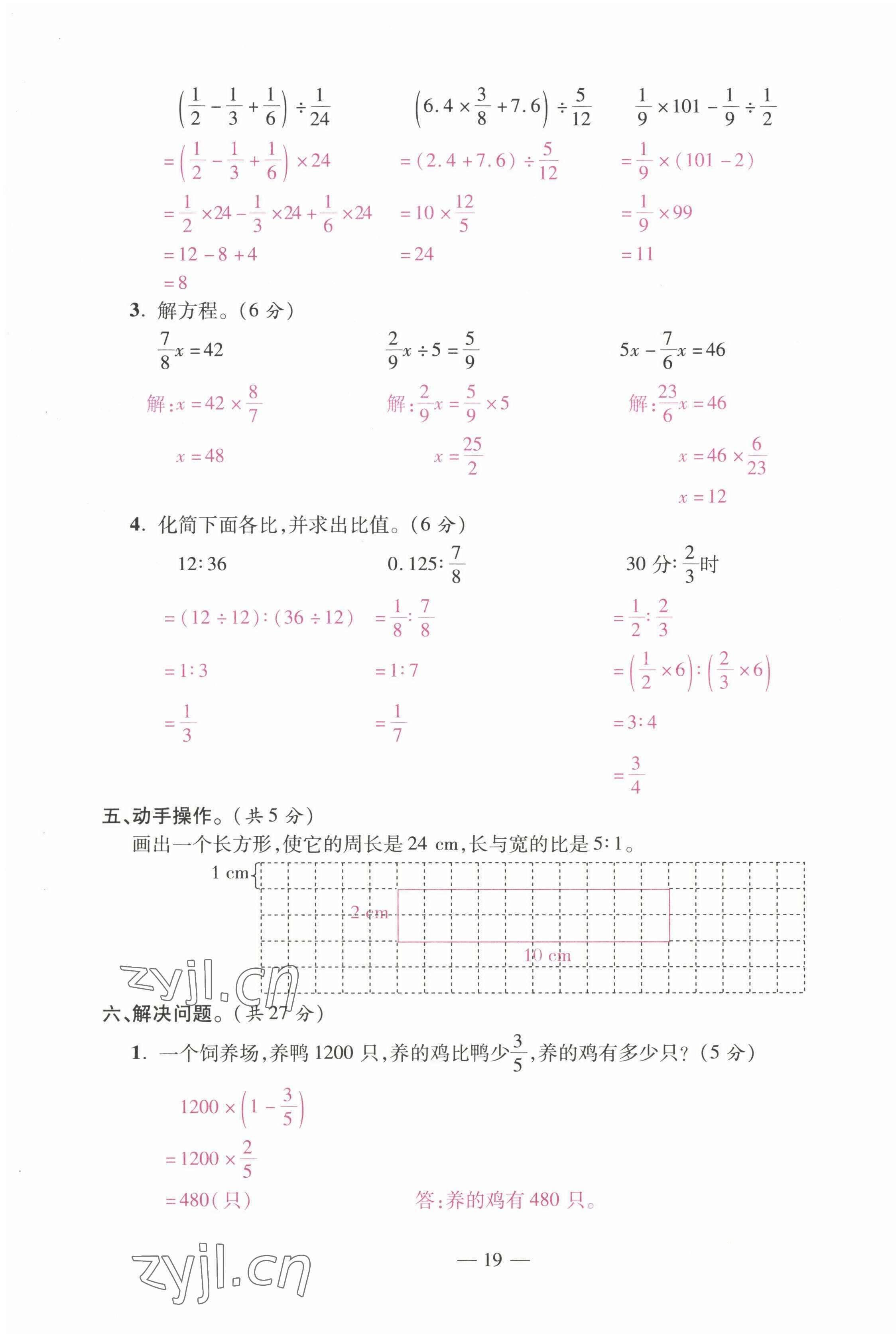 2022年本土卷六年級數學上冊人教版 第19頁