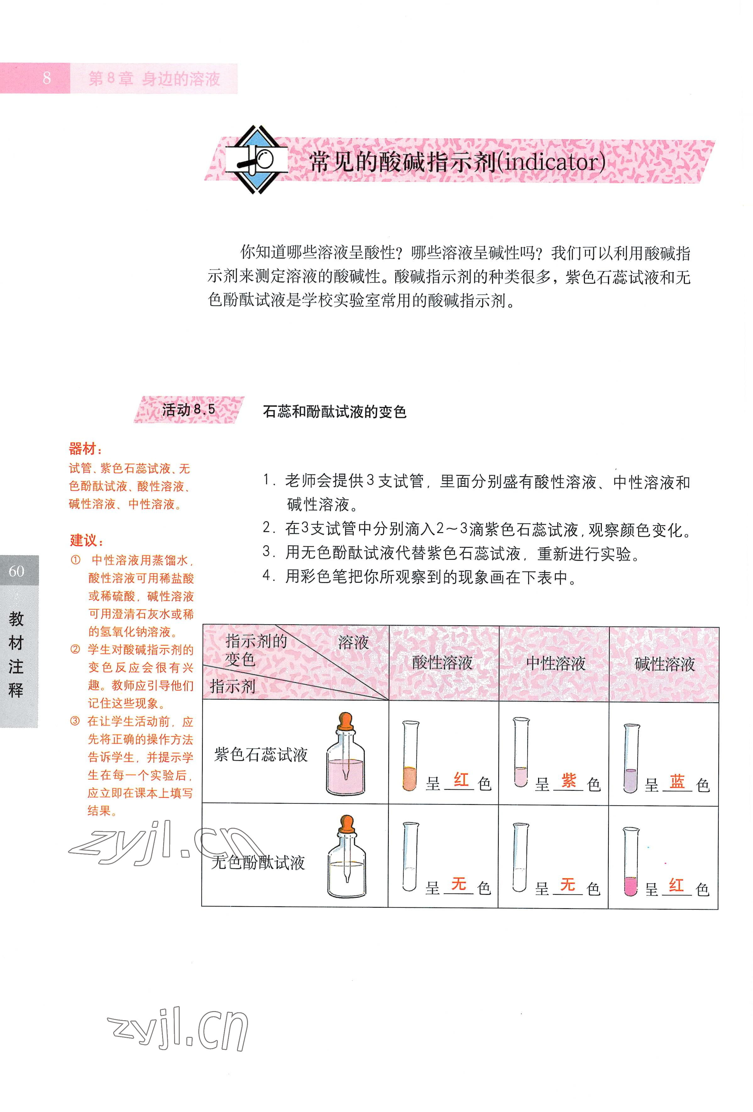2022年教材課本七年級科學第一學期滬教版五四制 參考答案第8頁