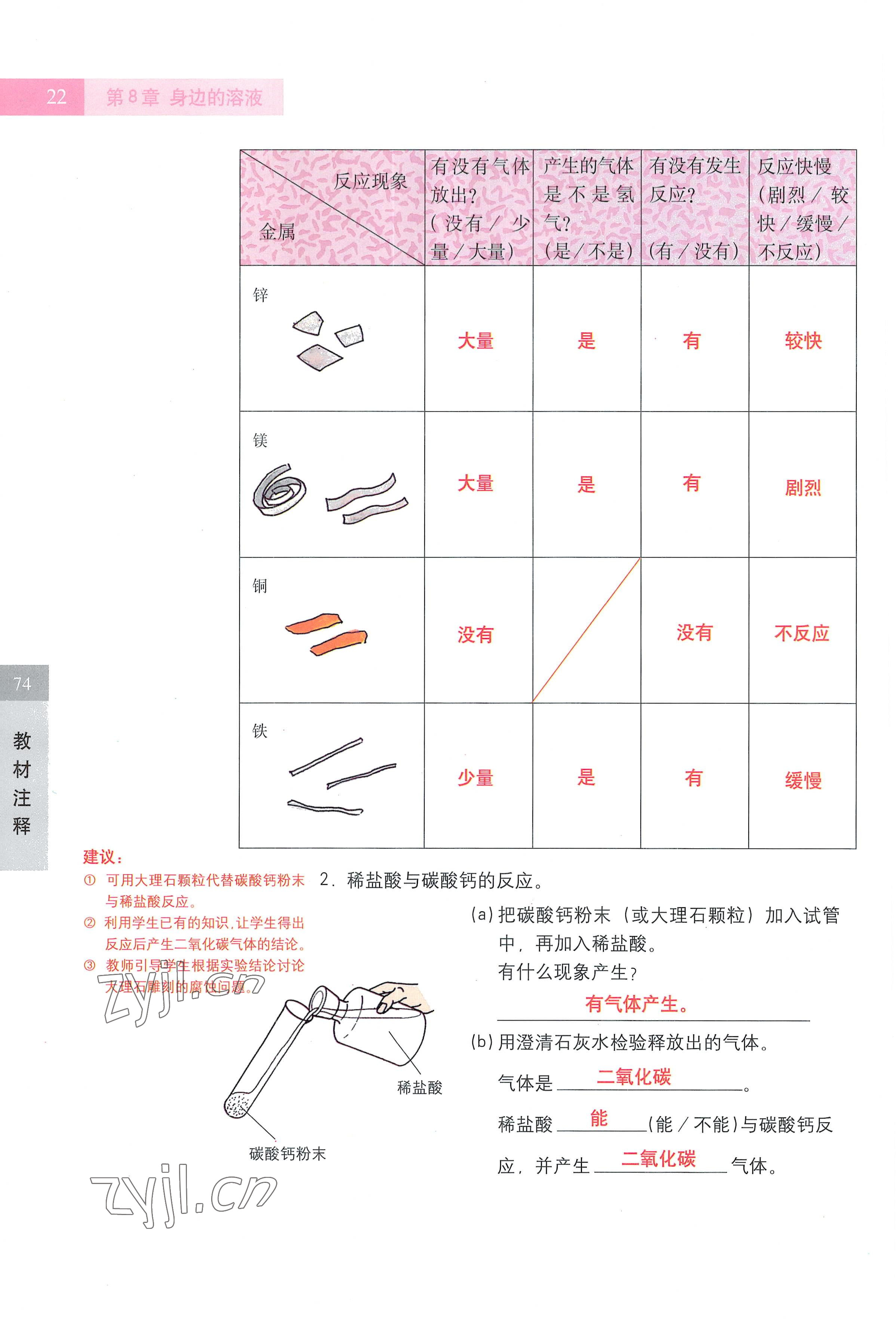 2022年教材課本七年級科學第一學期滬教版五四制 參考答案第22頁