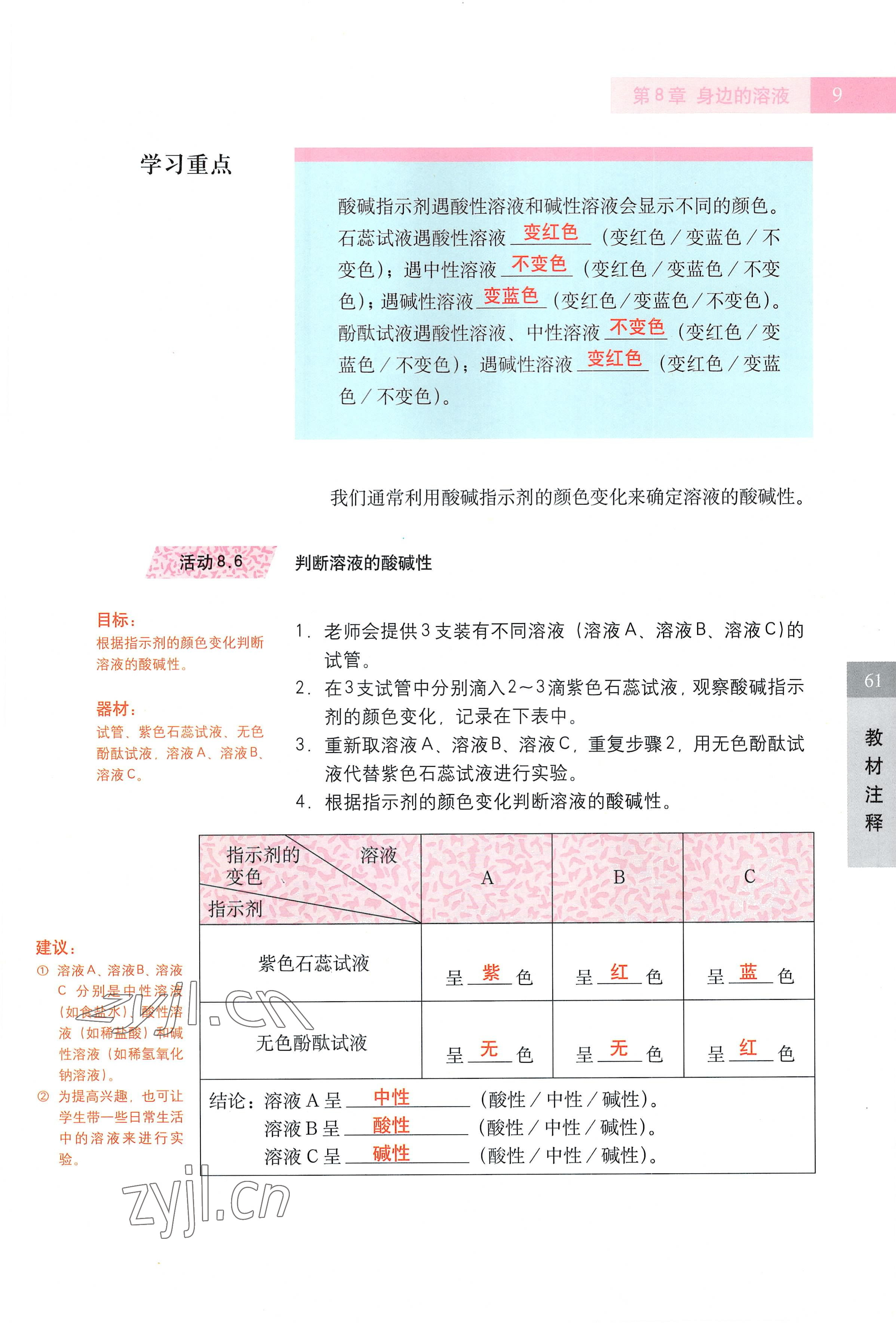 2022年教材課本七年級科學第一學期滬教版五四制 參考答案第9頁