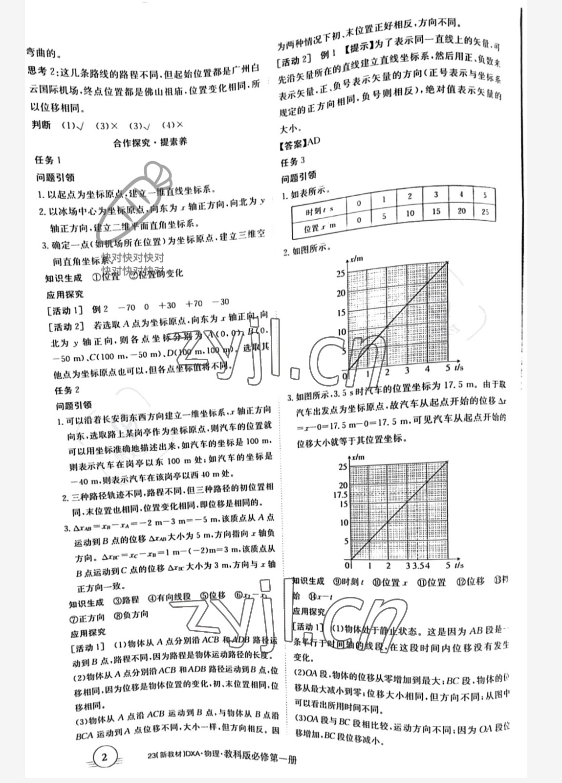 2022年金太陽(yáng)導(dǎo)學(xué)案高中物理必修第一冊(cè)教科版新教材專版 參考答案第2頁(yè)