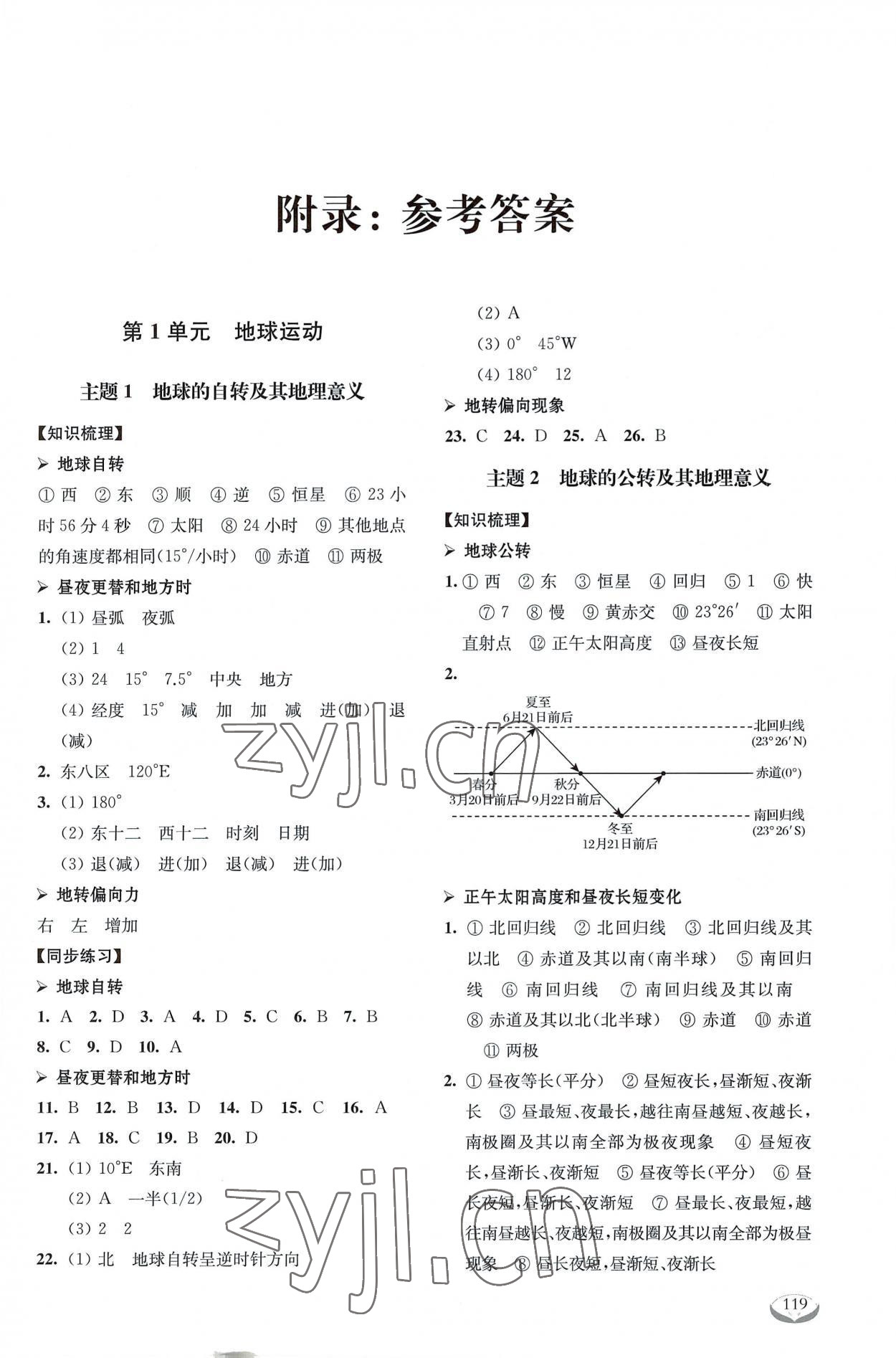 2022年40分鐘同步精準(zhǔn)練高中地理選擇性必修1滬教版 參考答案第1頁