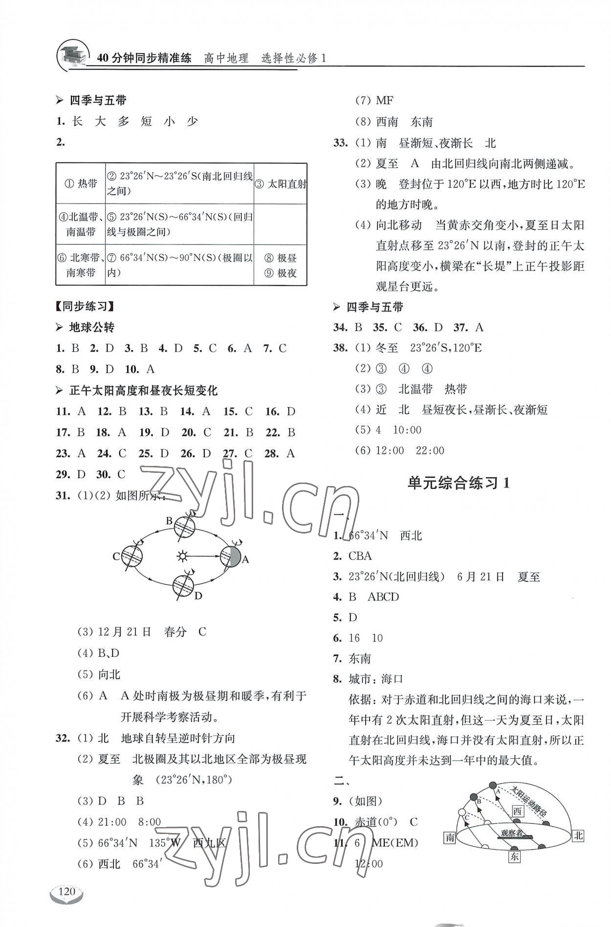 2022年40分鐘同步精準(zhǔn)練高中地理選擇性必修1滬教版 參考答案第2頁