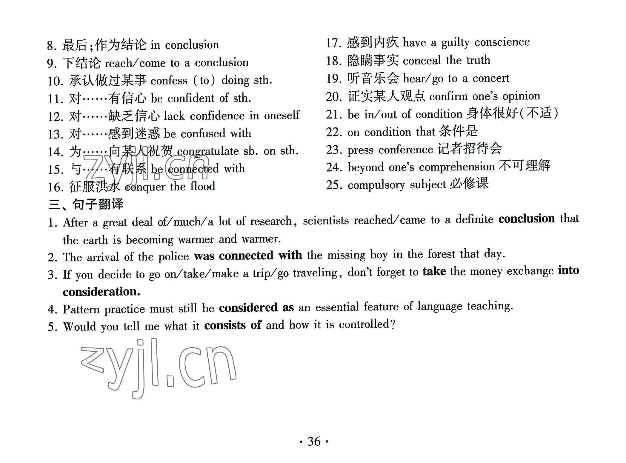 2022年高考英語詞匯練習(xí)手冊高中全一冊人教版 參考答案第36頁