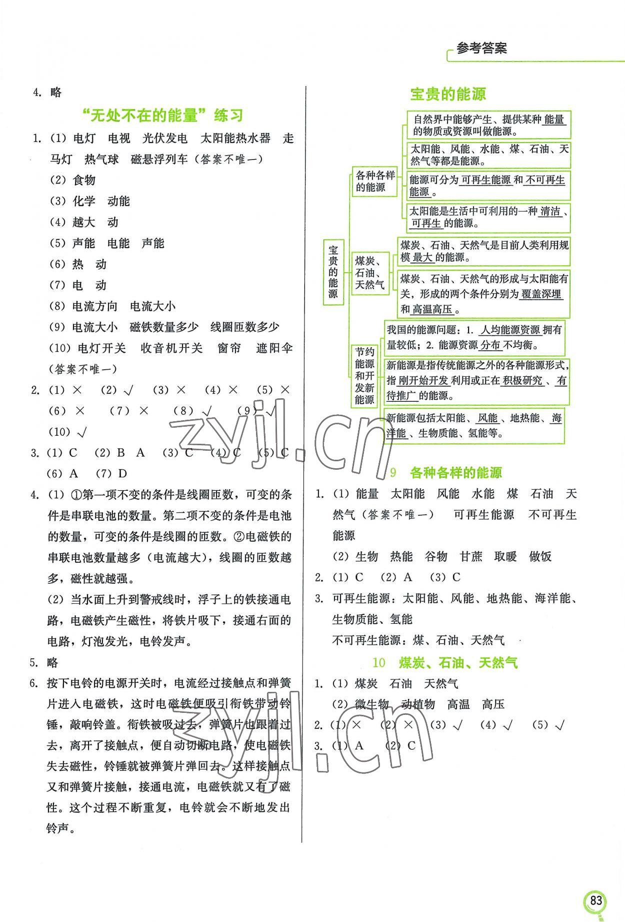 2022年學生同步訓練手冊六年級科學上冊人教版 參考答案第3頁