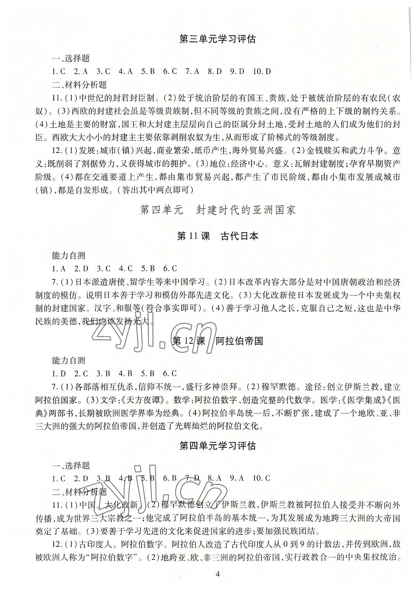 2022年智慧學(xué)習(xí)導(dǎo)學(xué)練明天出版社九年級歷史全一冊人教版 第4頁