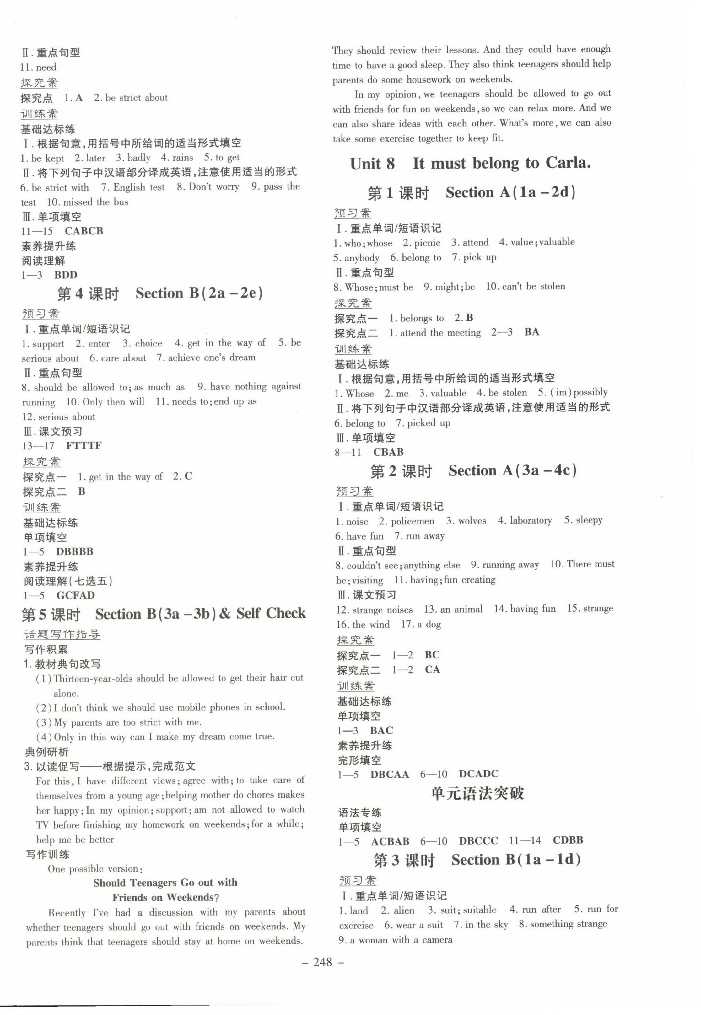 2022年初中同步学习导与练导学探究案九年级英语全一册人教版 第8页