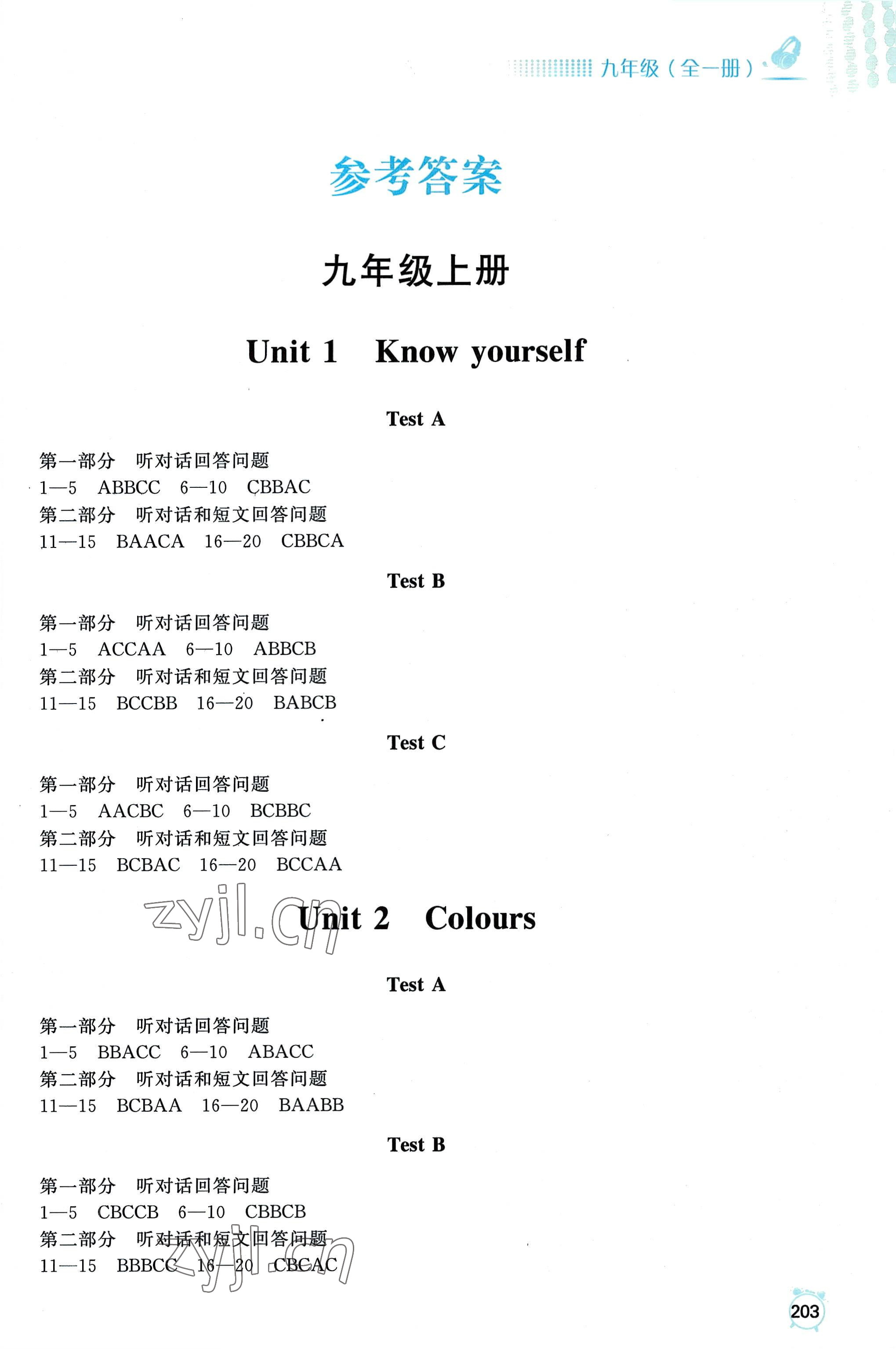 2022年江蘇省英語人機對話考試聽力模擬試題九年級全一冊 參考答案第1頁