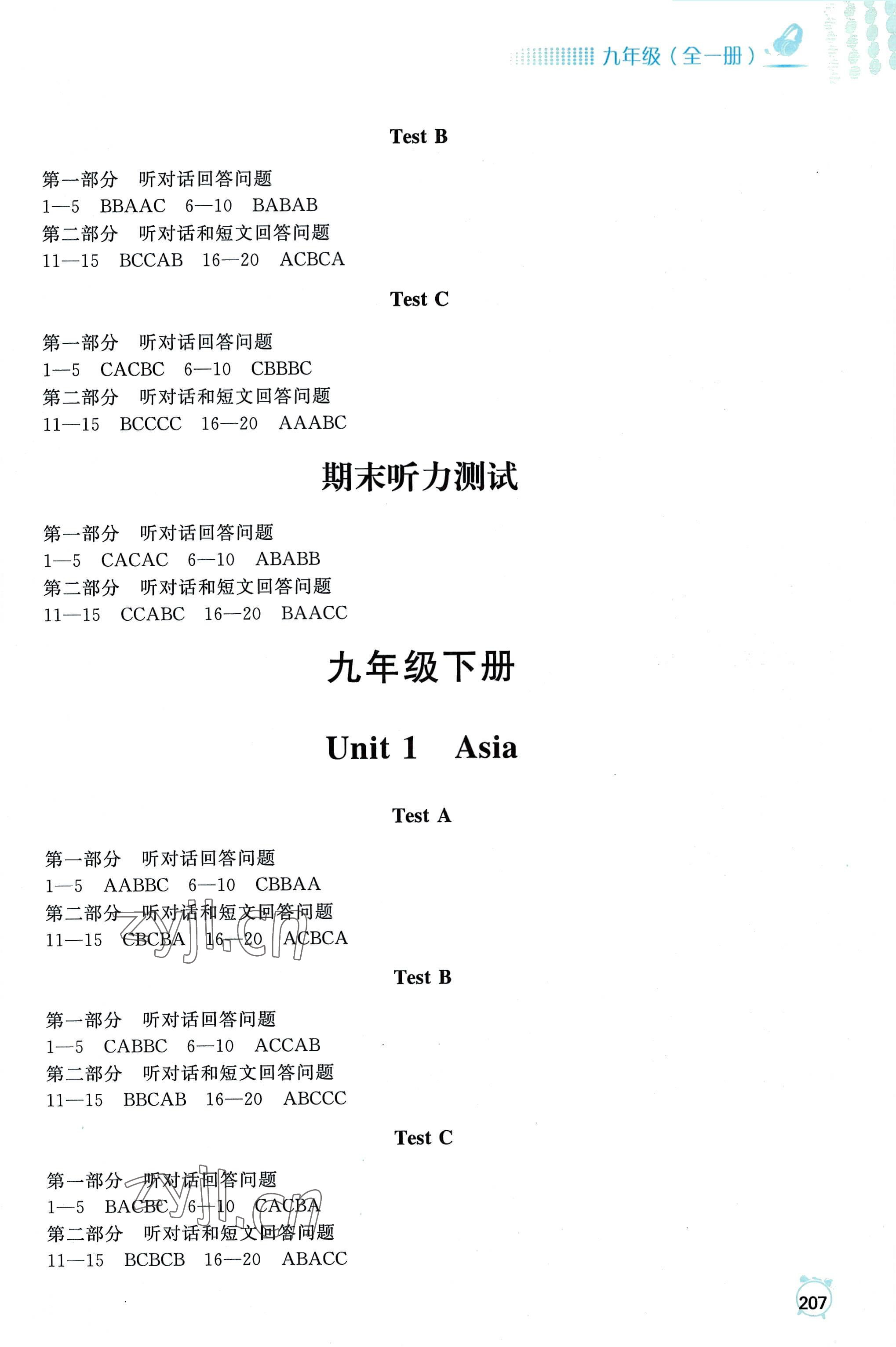 2022年江苏省英语人机对话考试听力模拟试题九年级全一册&nbsp;参考答案第5页