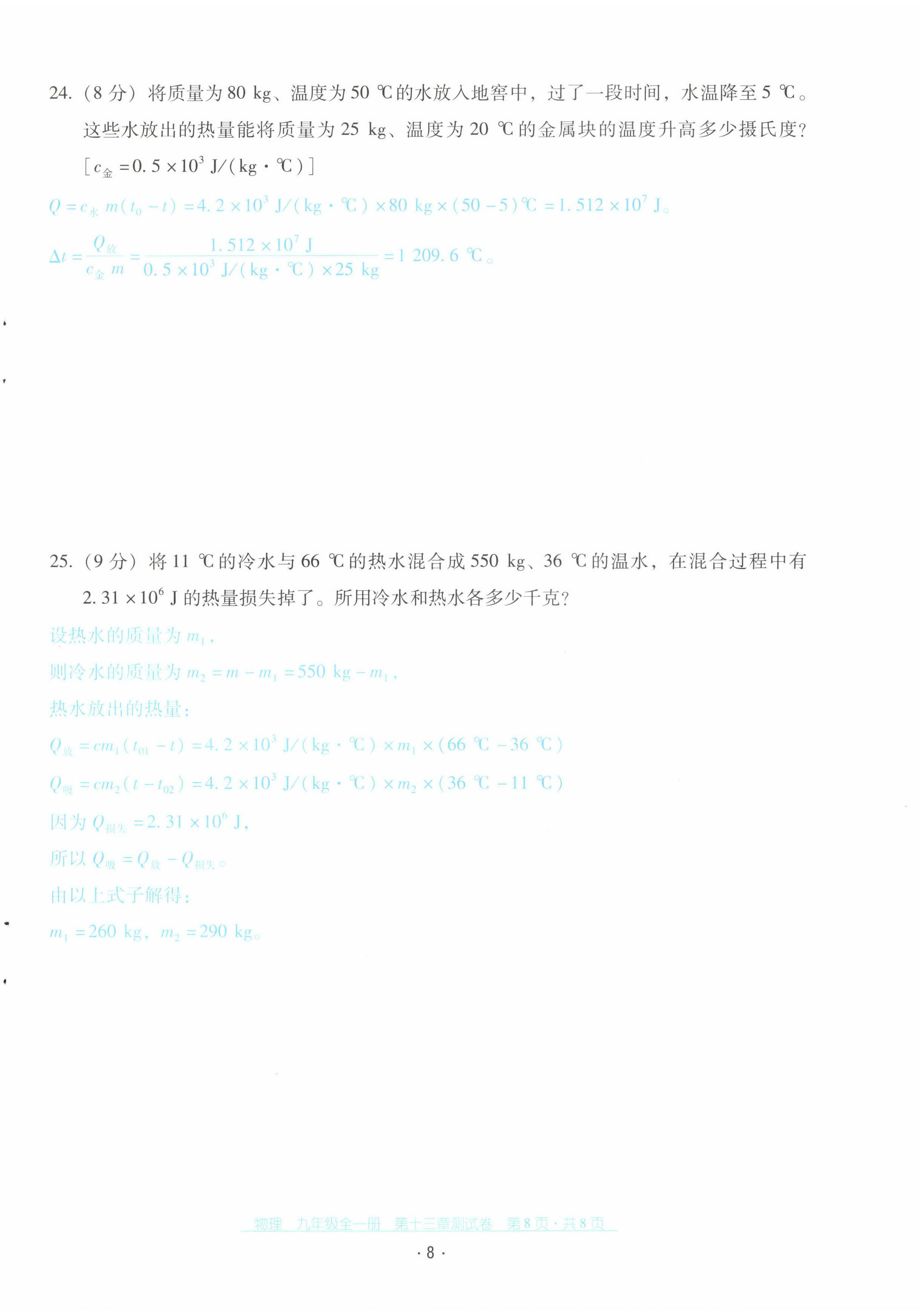 2022年云南省標(biāo)準(zhǔn)教輔優(yōu)佳學(xué)案配套測(cè)試卷九年級(jí)物理全一冊(cè)人教版 第8頁