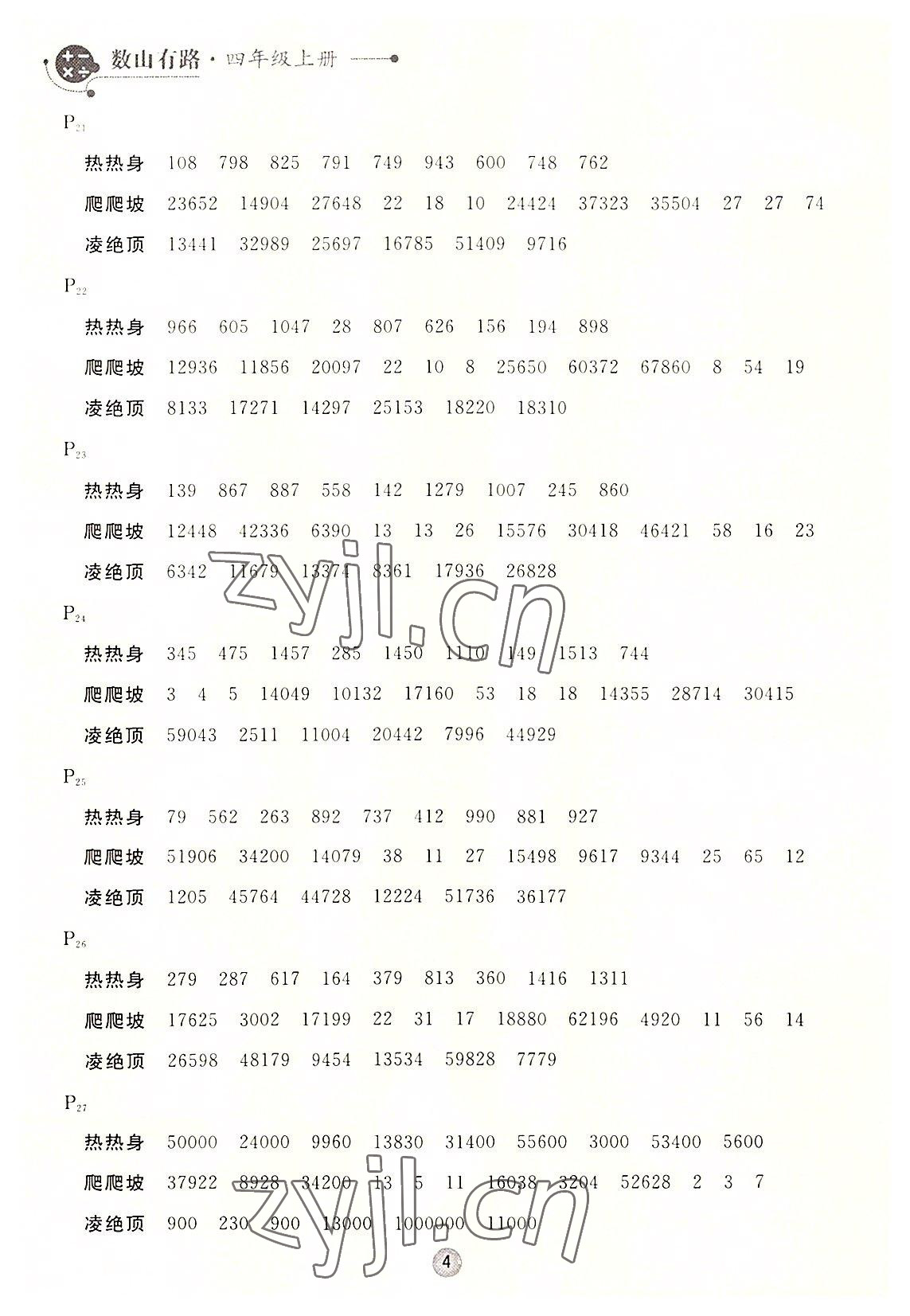 2022年数山有路四年级数学上册北师大版&nbsp;第4页