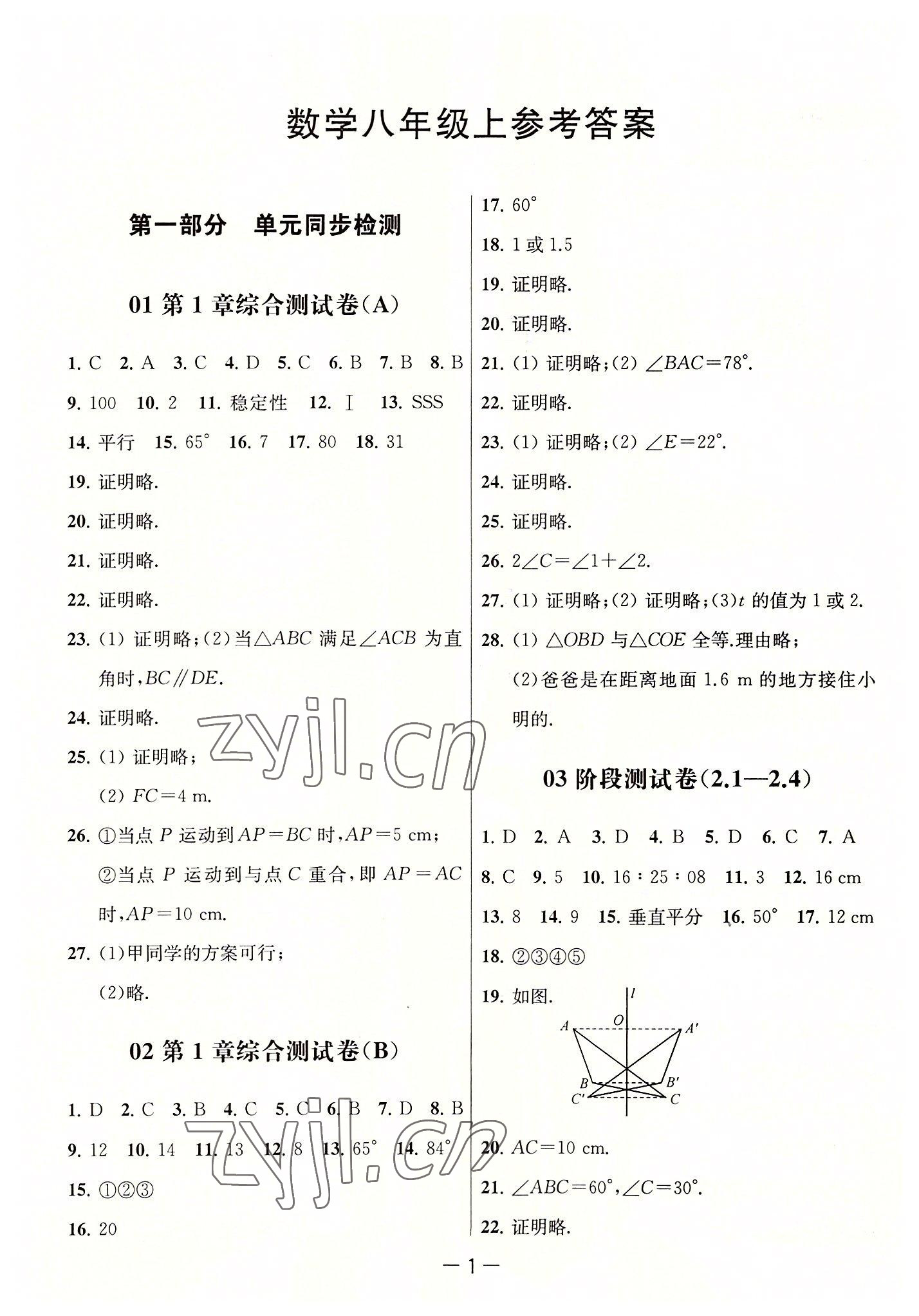 2022年通關(guān)提優(yōu)全能檢測(cè)卷八年級(jí)數(shù)學(xué)上冊(cè)蘇科版 第1頁(yè)