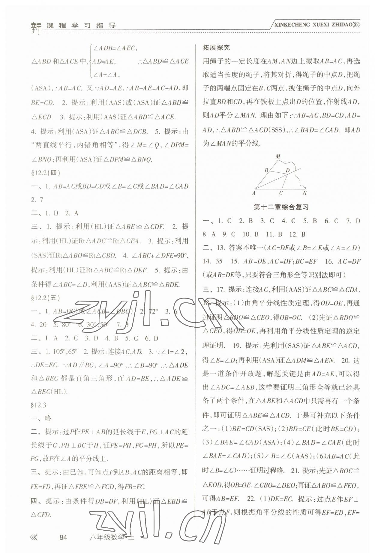 2022年新課程學習指導南方出版社八年級數(shù)學上冊人教版 參考答案第3頁