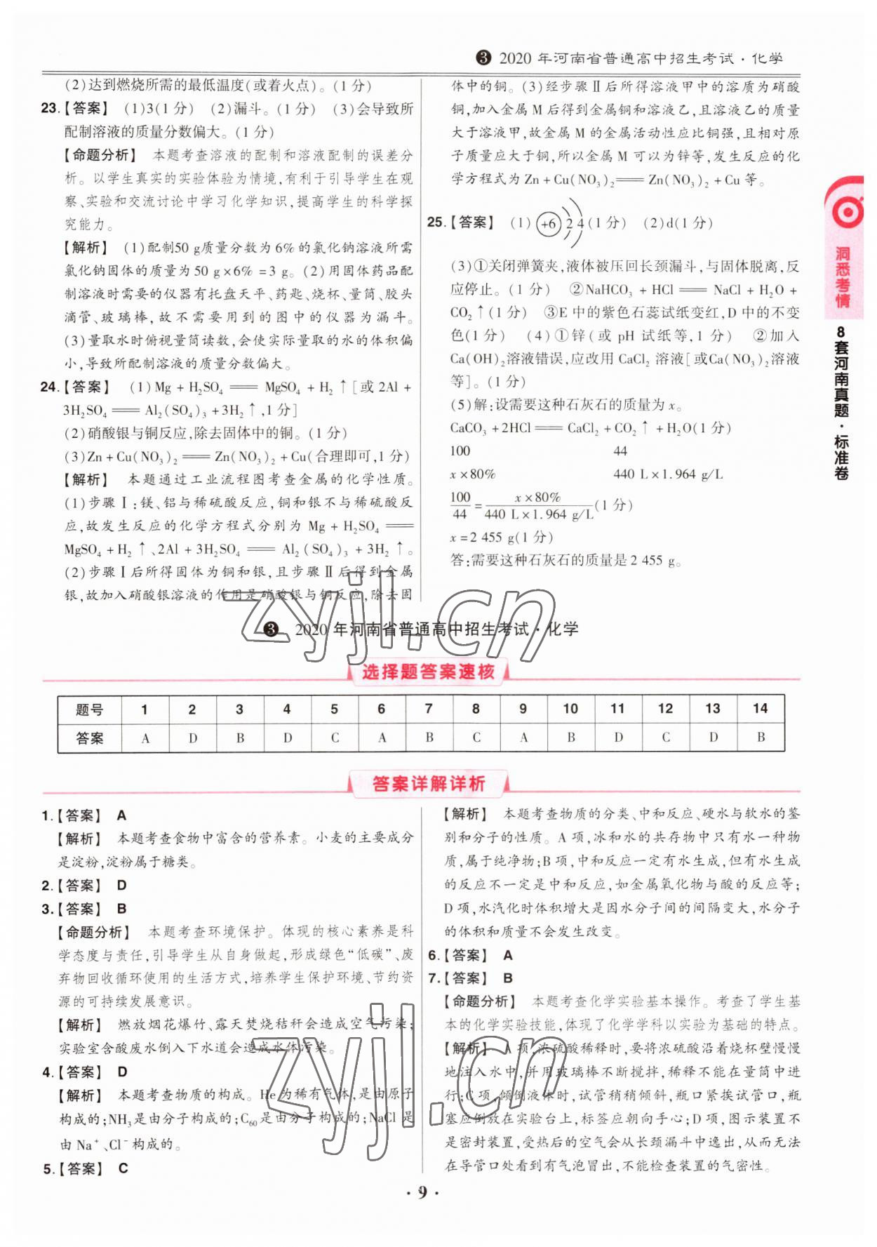 2023年鼎成中考模拟试卷精编化学河南专版 第9页