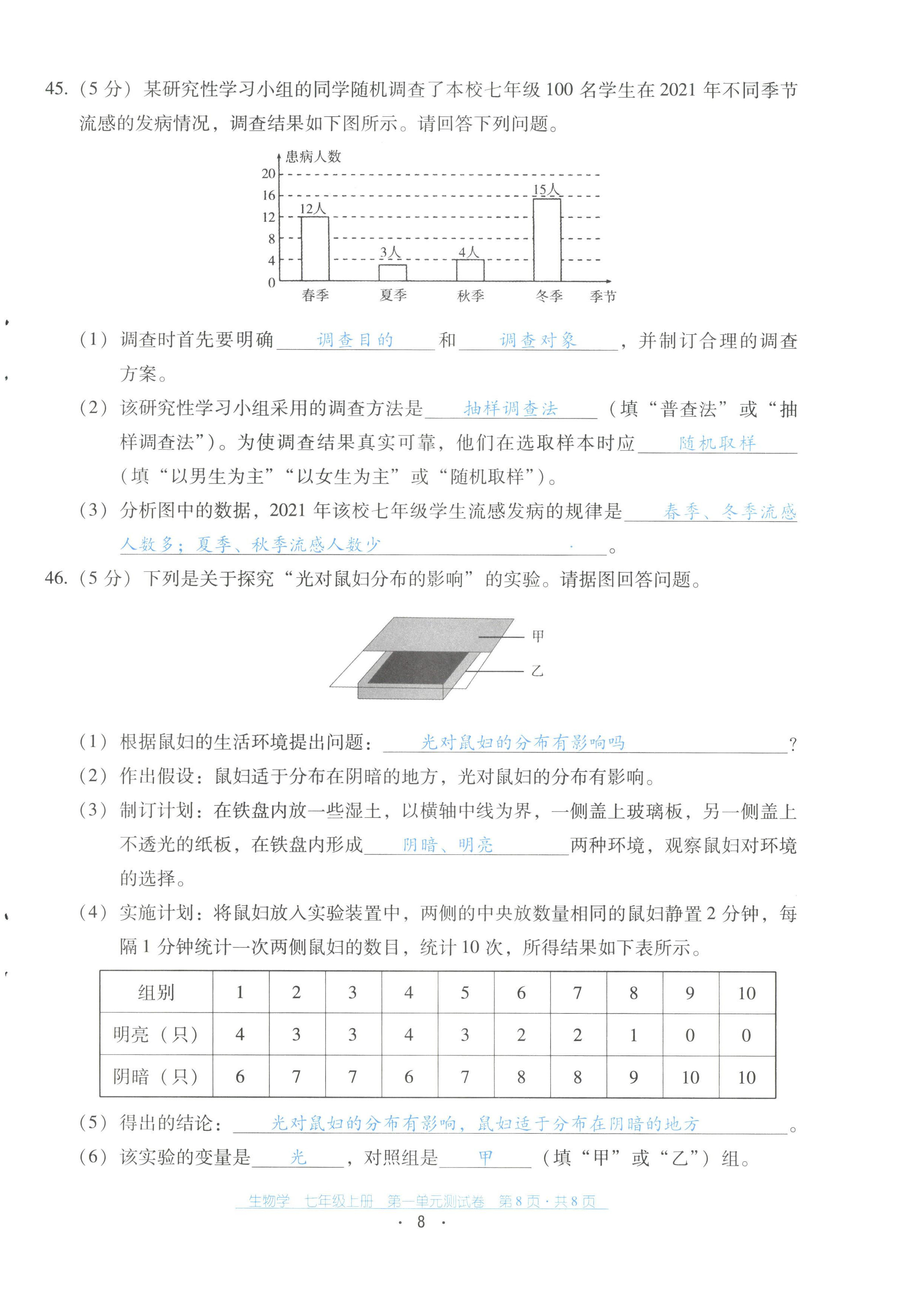 2022年云南省标准教辅优佳学案配套测试卷七年级生物上册人教版 第8页