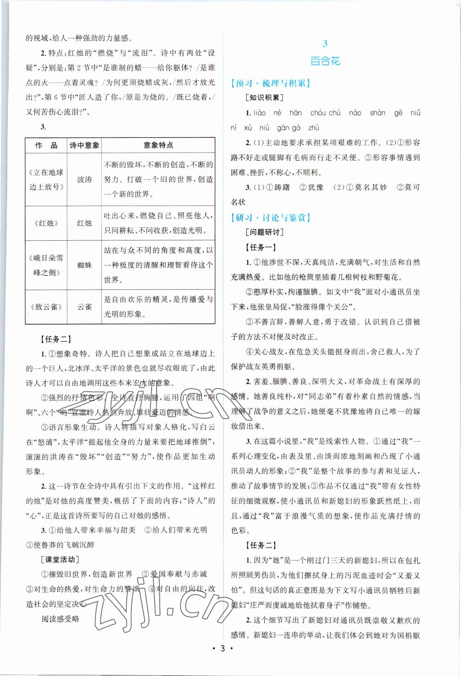 2022年高中同步測控優(yōu)化設計語文必修上冊人教版江西專版 參考答案第2頁