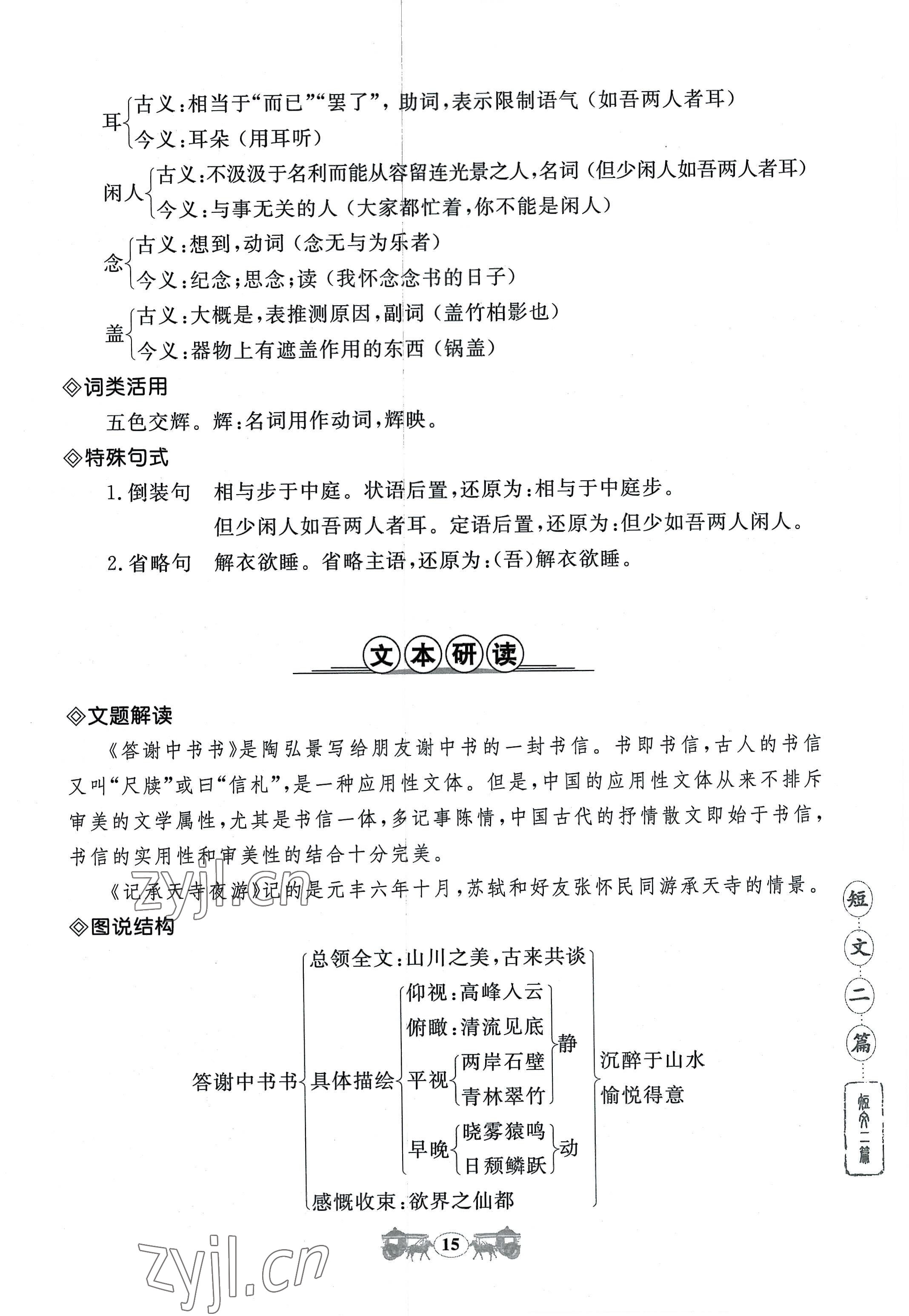 2022年初中文言文閱讀訓(xùn)練八年級上冊統(tǒng)編版山東科學(xué)技術(shù)出版社 參考答案第15頁