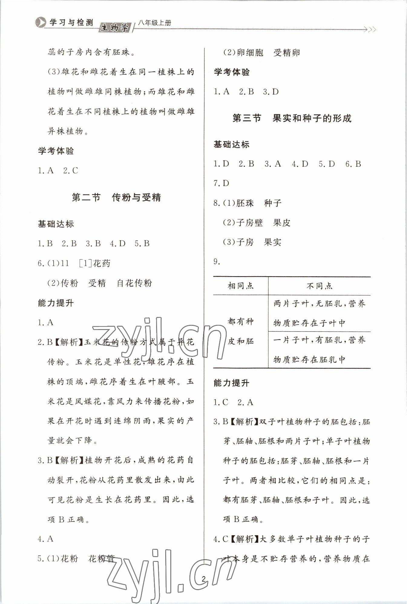 2022年学习与检测八年级生物上册济南版济南出版社 第2页