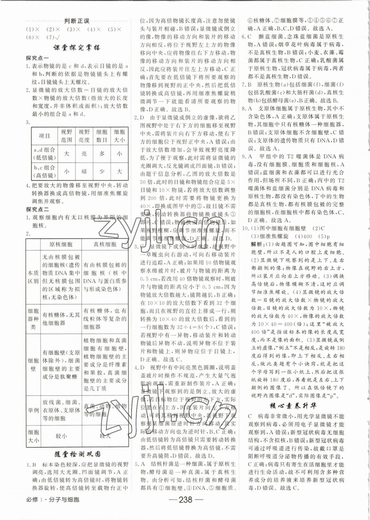 2022年紅對(duì)勾講與練高中生物必修1分子與細(xì)胞人教版 參考答案第2頁(yè)