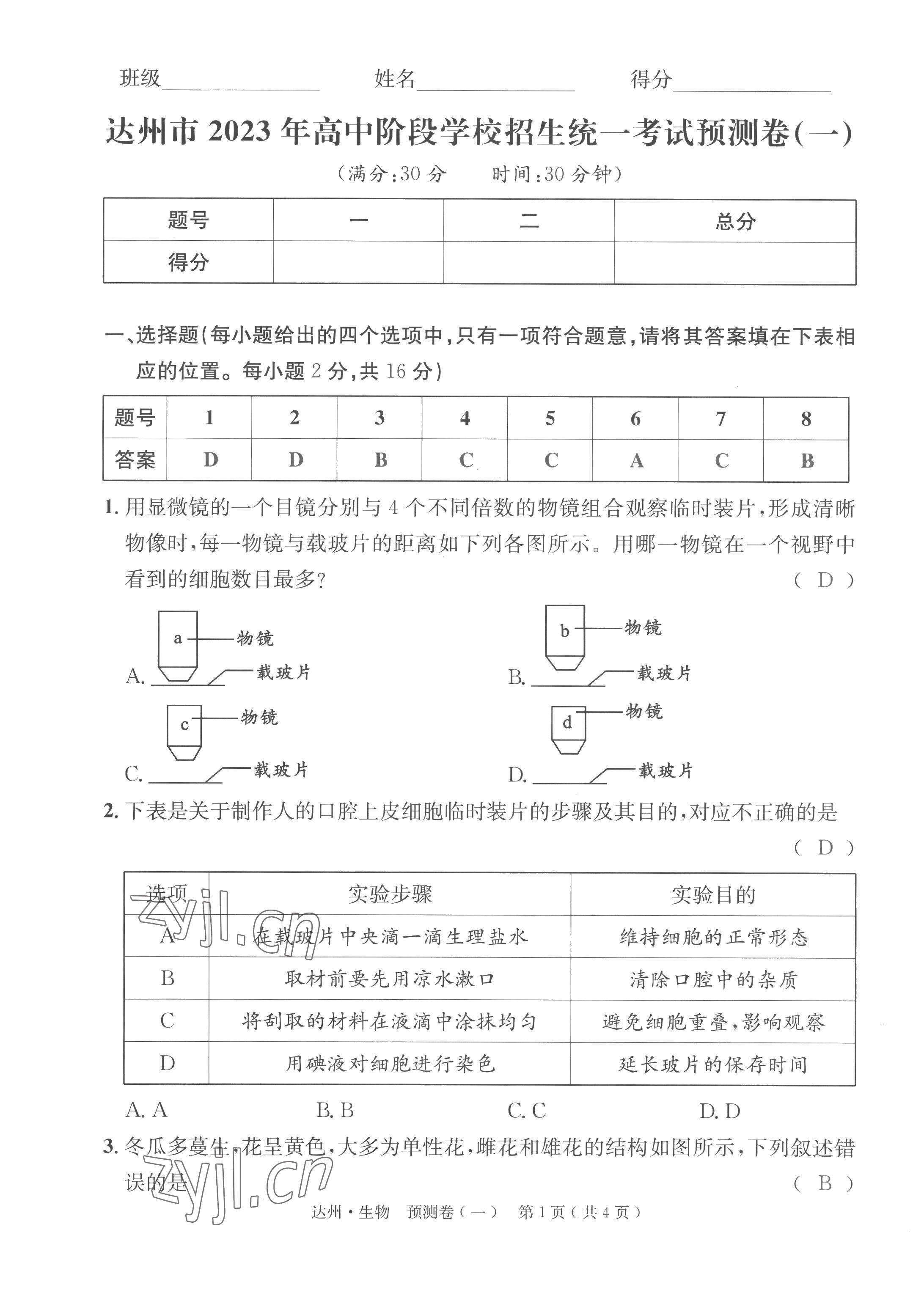 2022年國(guó)華考試中考總動(dòng)員生物達(dá)州專版 第17頁(yè)