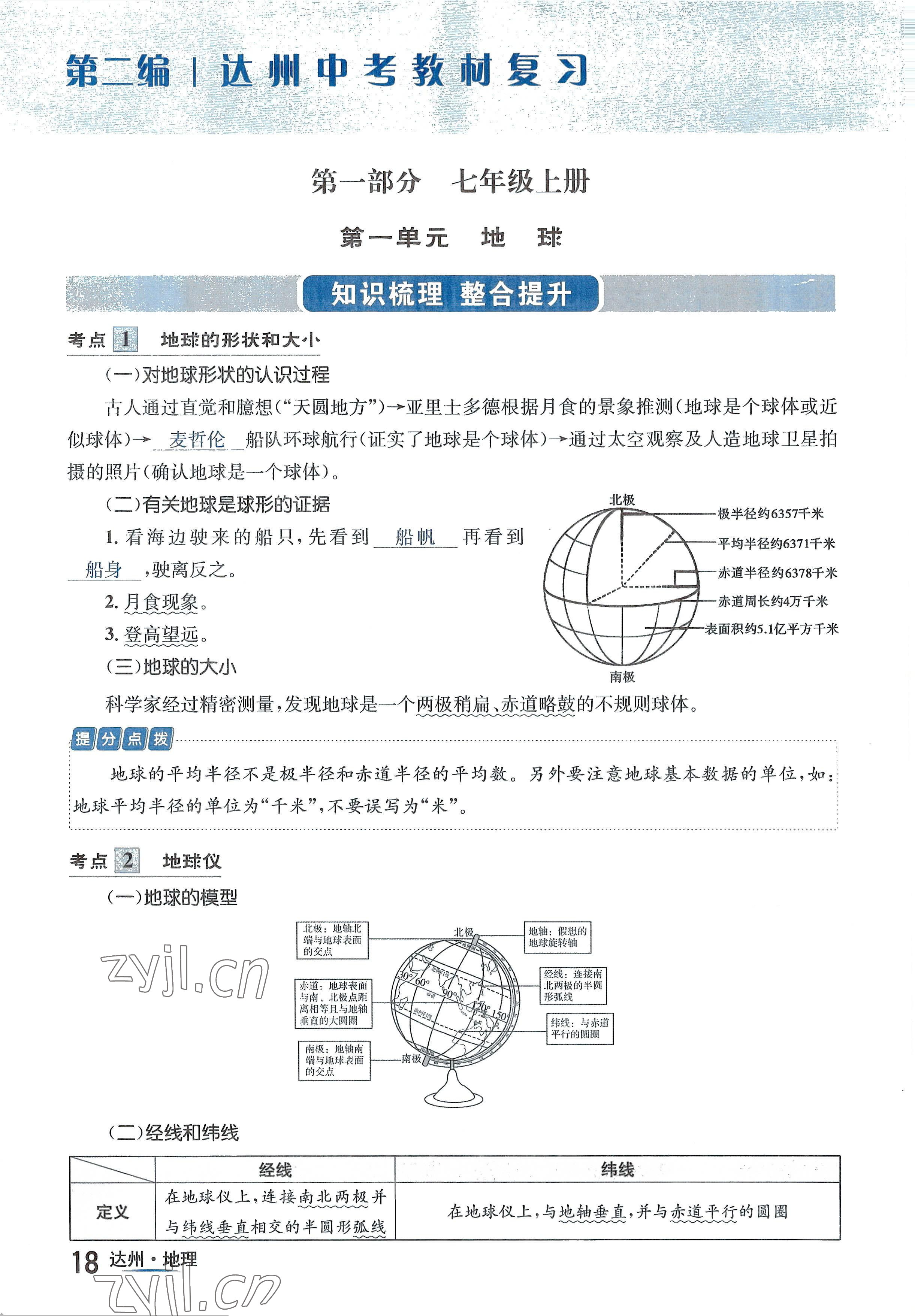 2022年國華考試中考總動員地理達(dá)州專版 參考答案第18頁