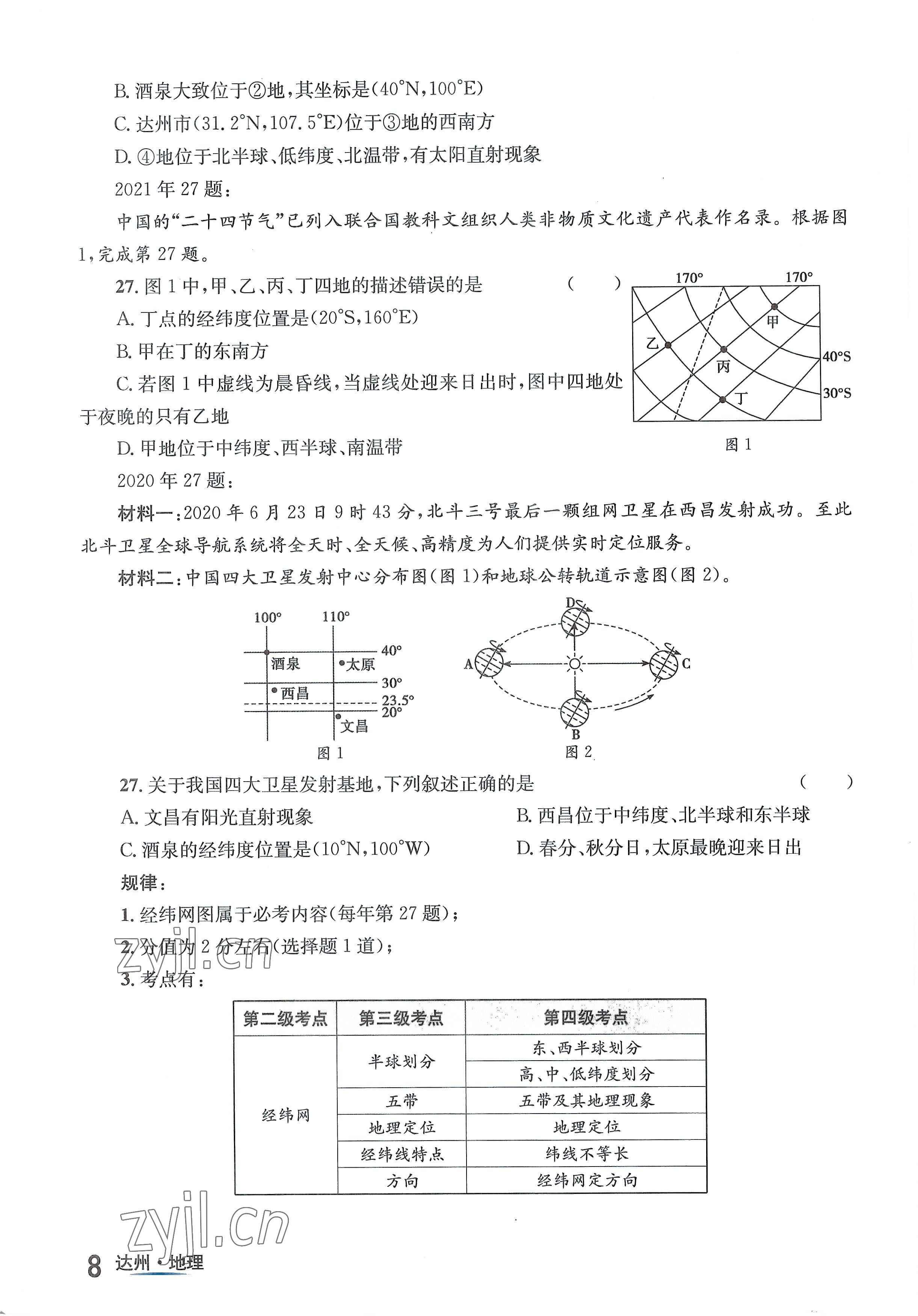 2022年國(guó)華考試中考總動(dòng)員地理達(dá)州專版 參考答案第8頁