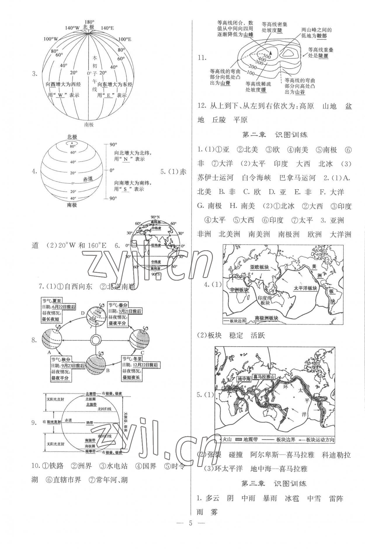 2022年課堂點(diǎn)睛七年級(jí)地理上冊(cè)人教版 參考答案第5頁(yè)