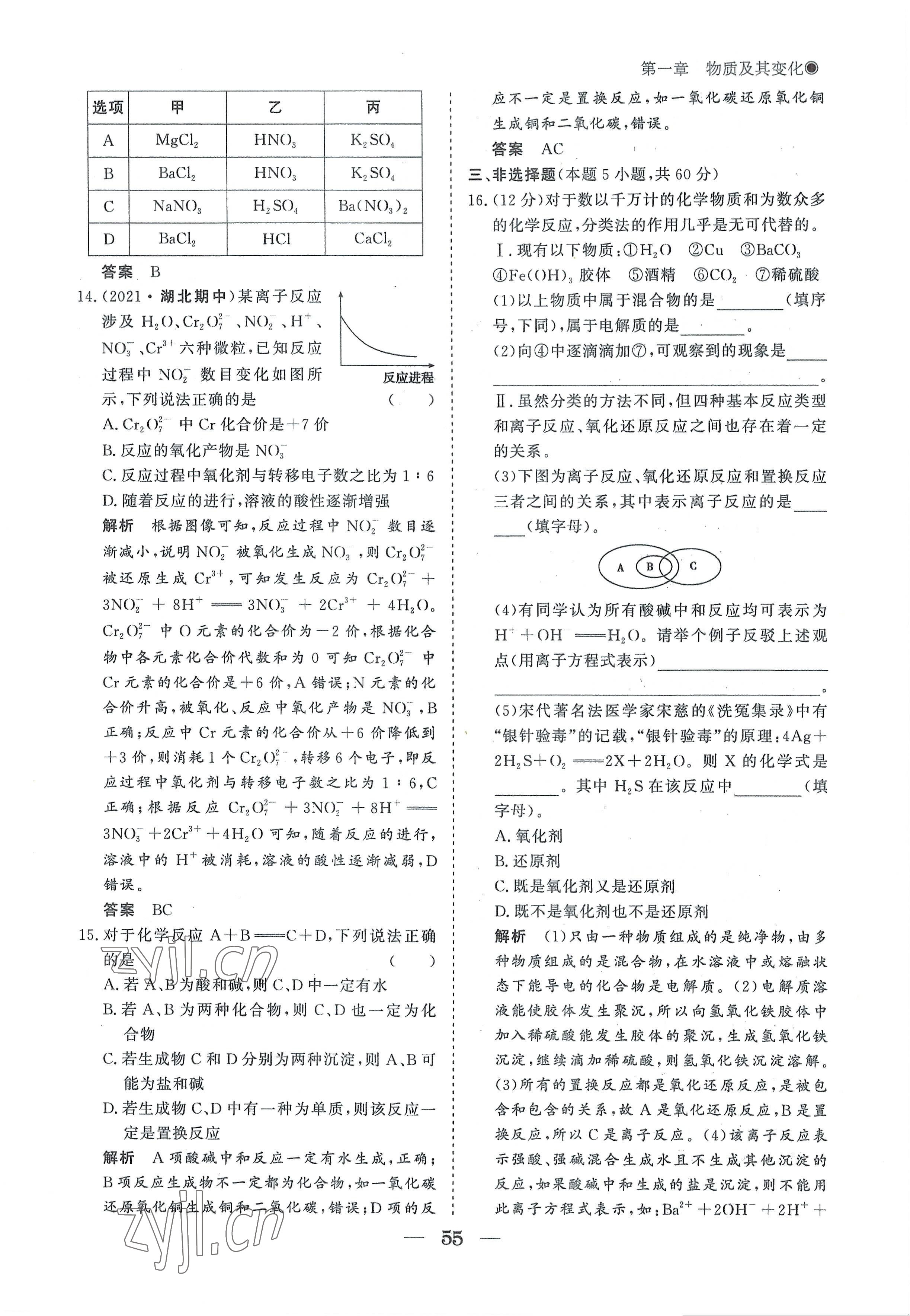 2022年高中导学测控优化设计方案化学必修第一册人教版 参考答案第55页