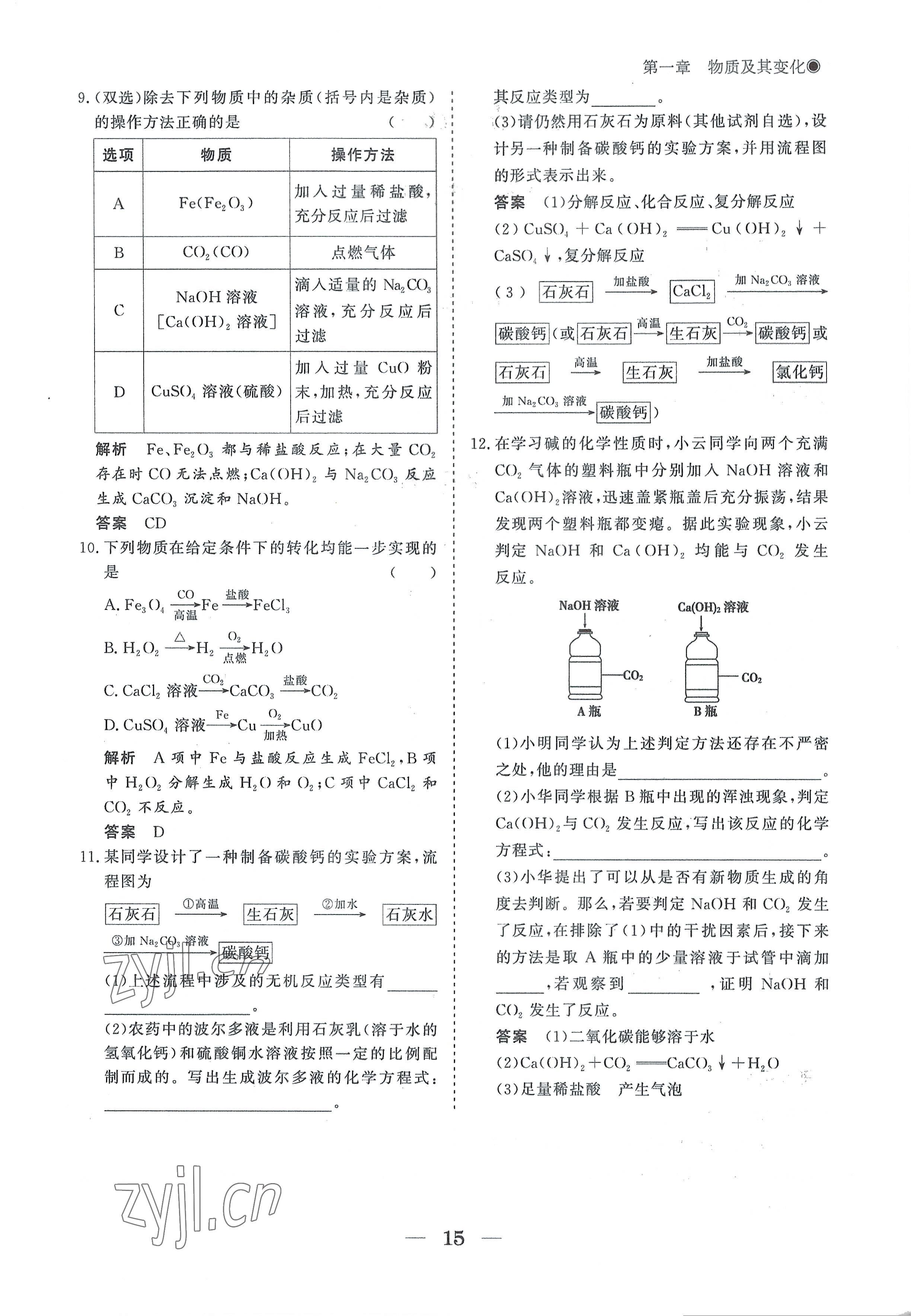 2022年高中導(dǎo)學(xué)測(cè)控優(yōu)化設(shè)計(jì)方案化學(xué)必修第一冊(cè)人教版 參考答案第15頁(yè)