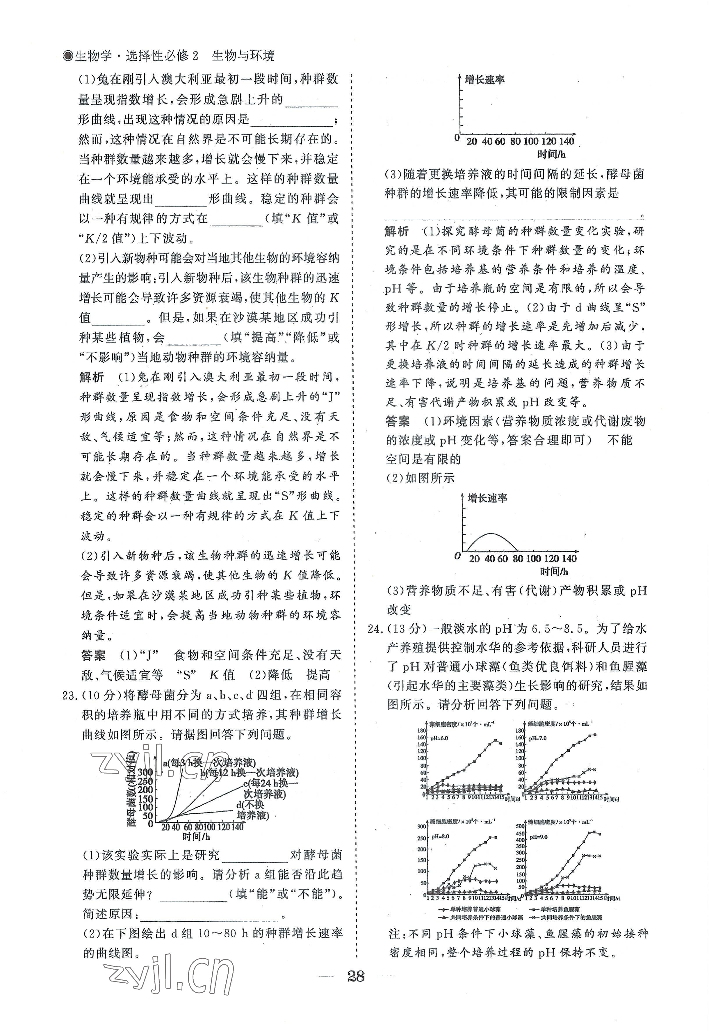 2022年高中导学测控优化设计方案生物选择性必修2人教版 参考答案第28页