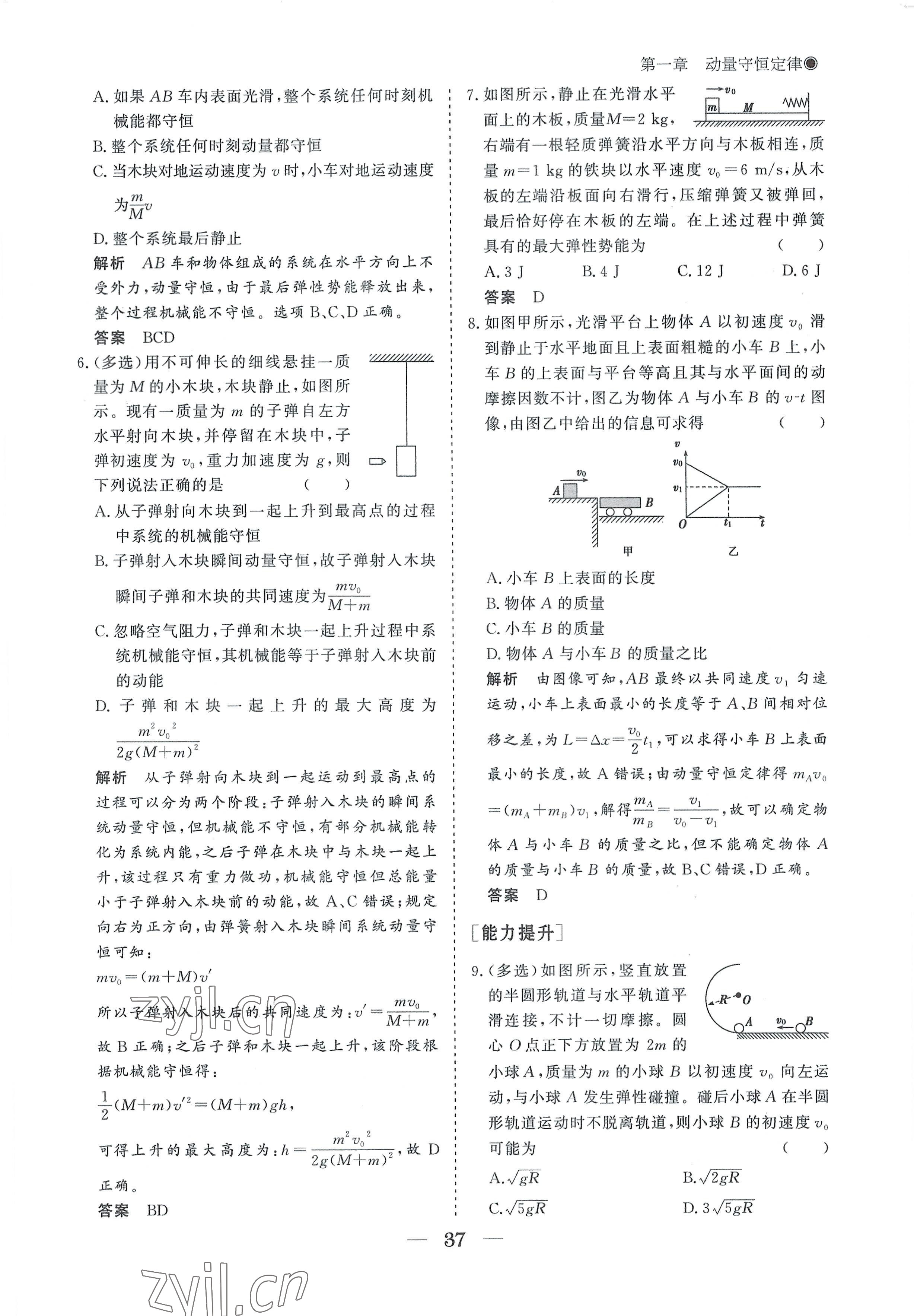 2022年高中導(dǎo)學(xué)測(cè)控優(yōu)化設(shè)計(jì)方案物理選擇性必修第一冊(cè)人教版 參考答案第37頁(yè)