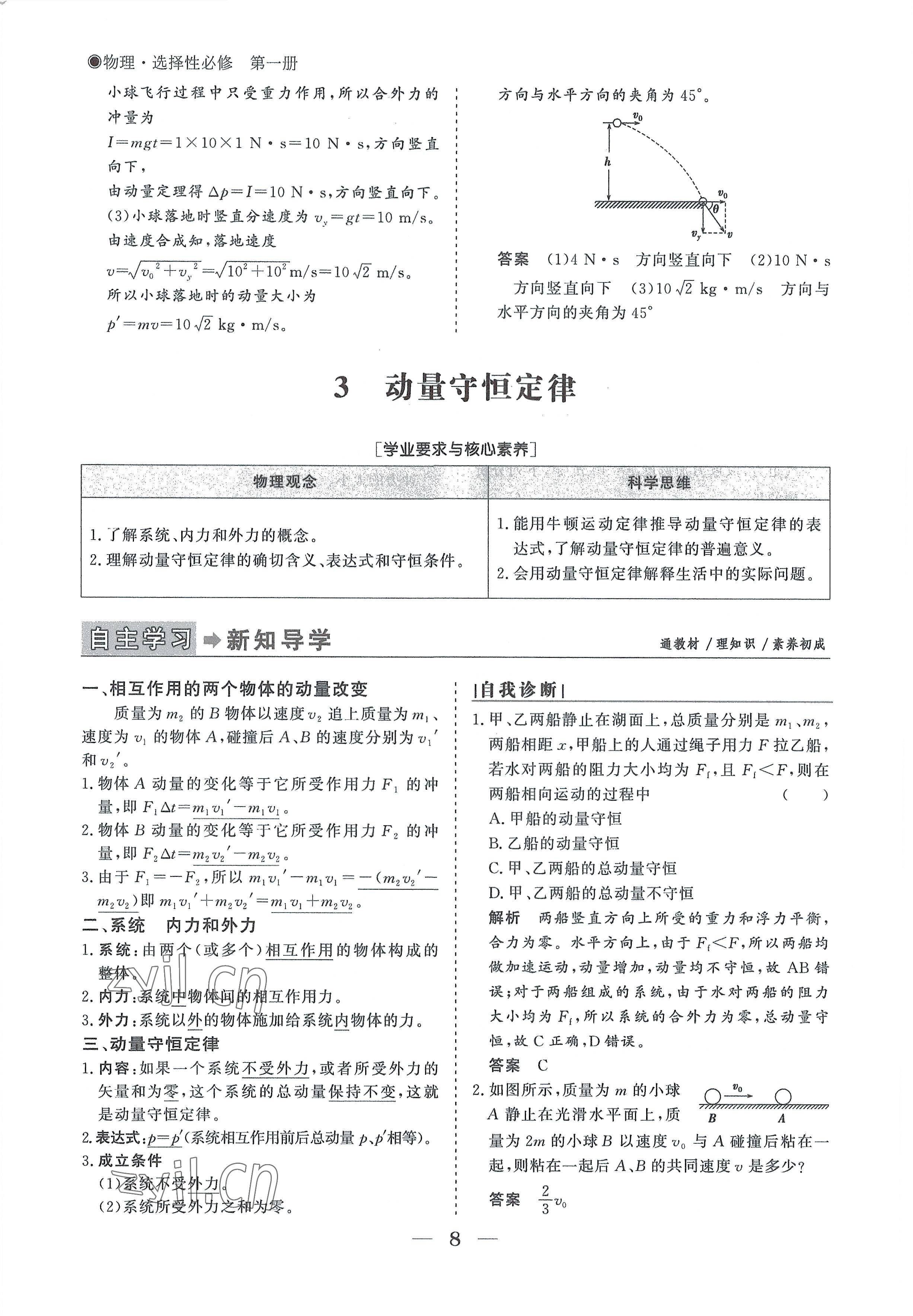 2022年高中導學測控優(yōu)化設計方案物理選擇性必修第一冊人教版 參考答案第8頁