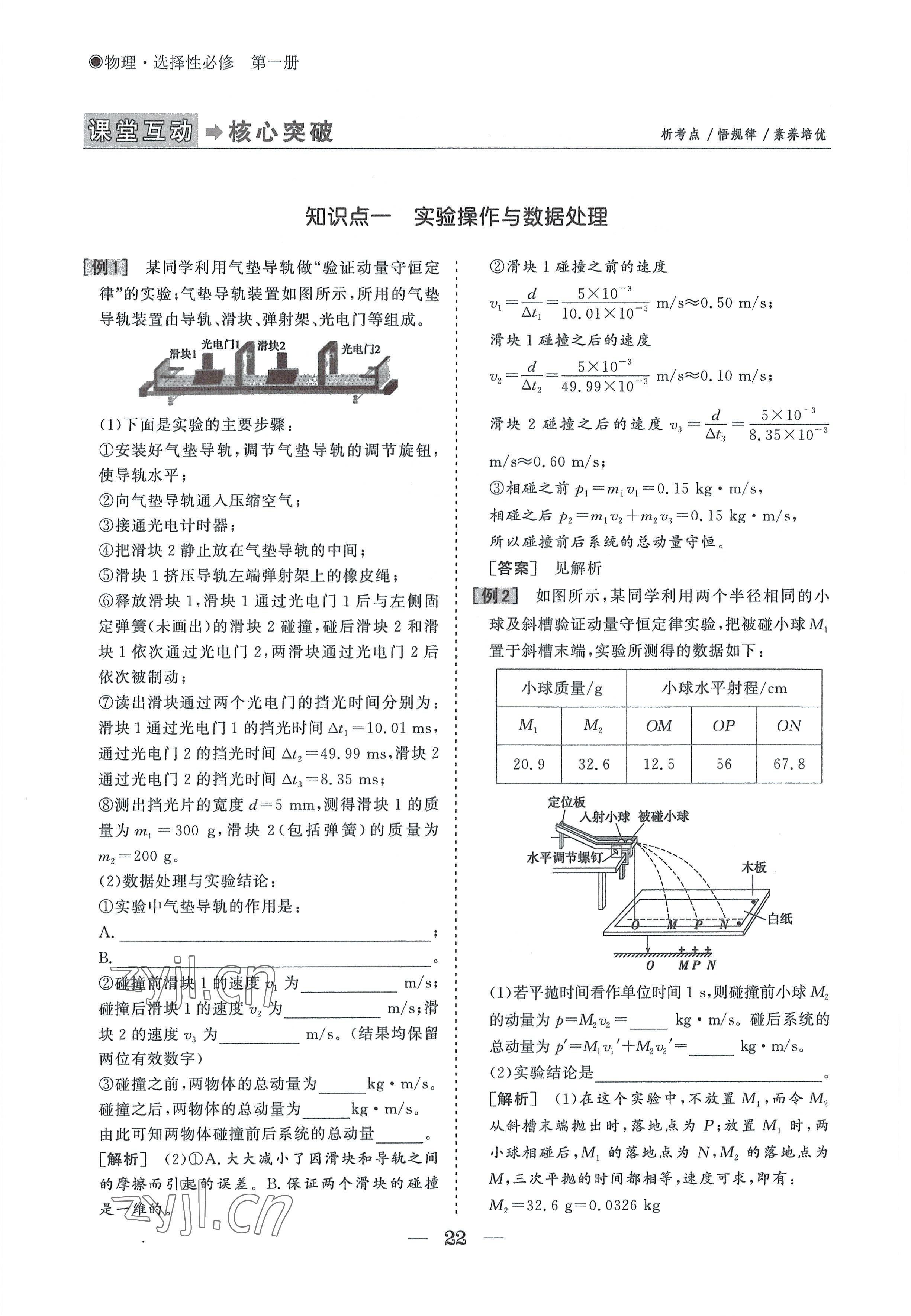 2022年高中導(dǎo)學(xué)測控優(yōu)化設(shè)計方案物理選擇性必修第一冊人教版 參考答案第22頁