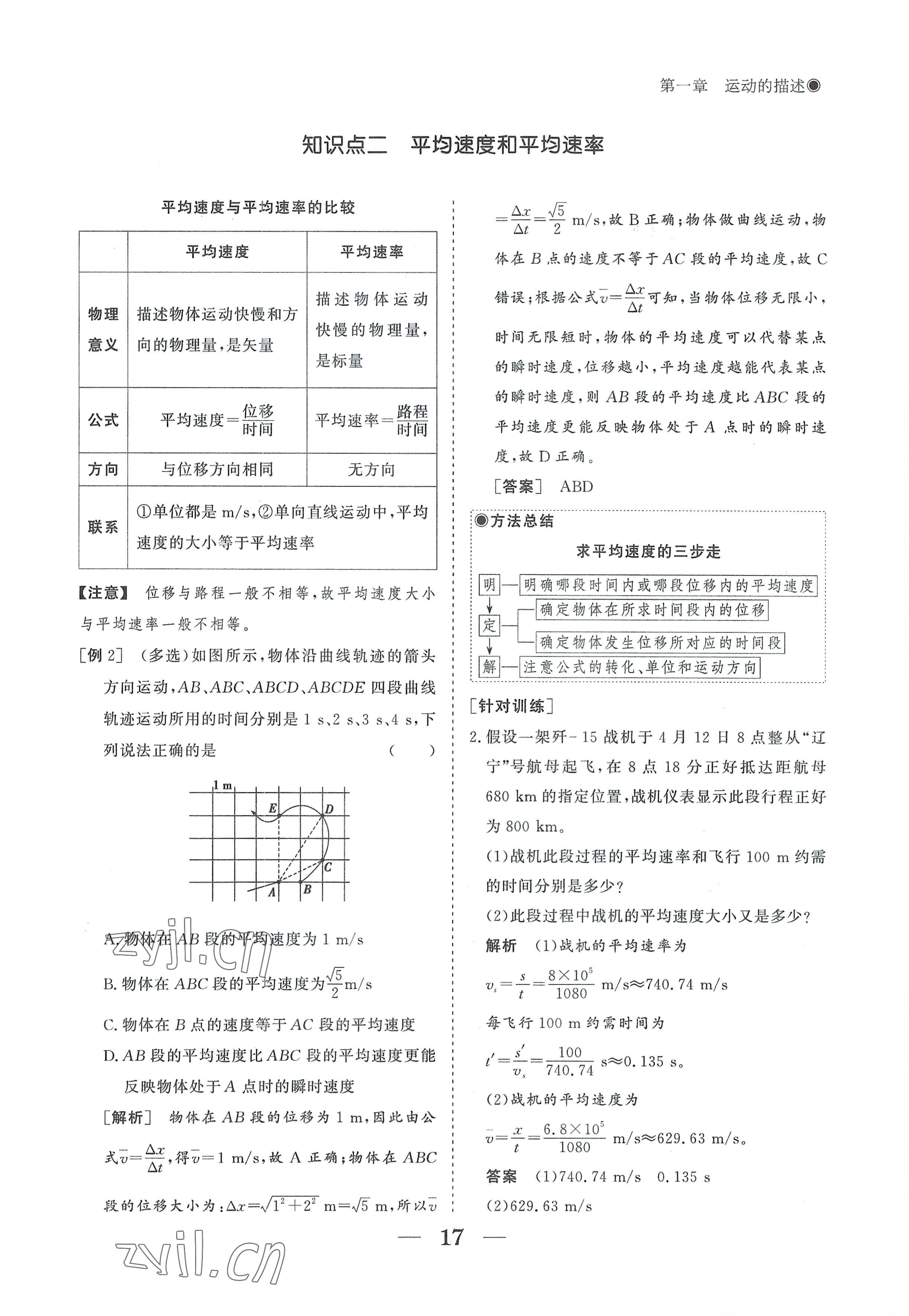 2022年高中導學測控優(yōu)化設計方案物理必修第一冊人教版 參考答案第17頁