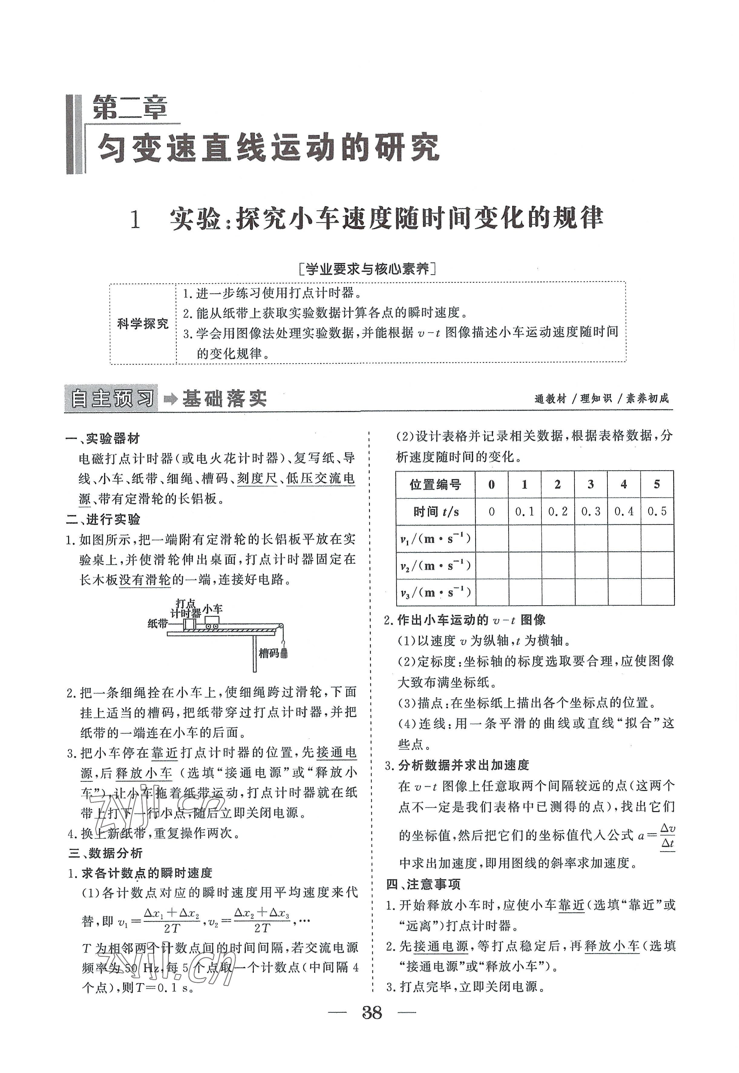 2022年高中導(dǎo)學(xué)測(cè)控優(yōu)化設(shè)計(jì)方案物理必修第一冊(cè)人教版 參考答案第38頁(yè)