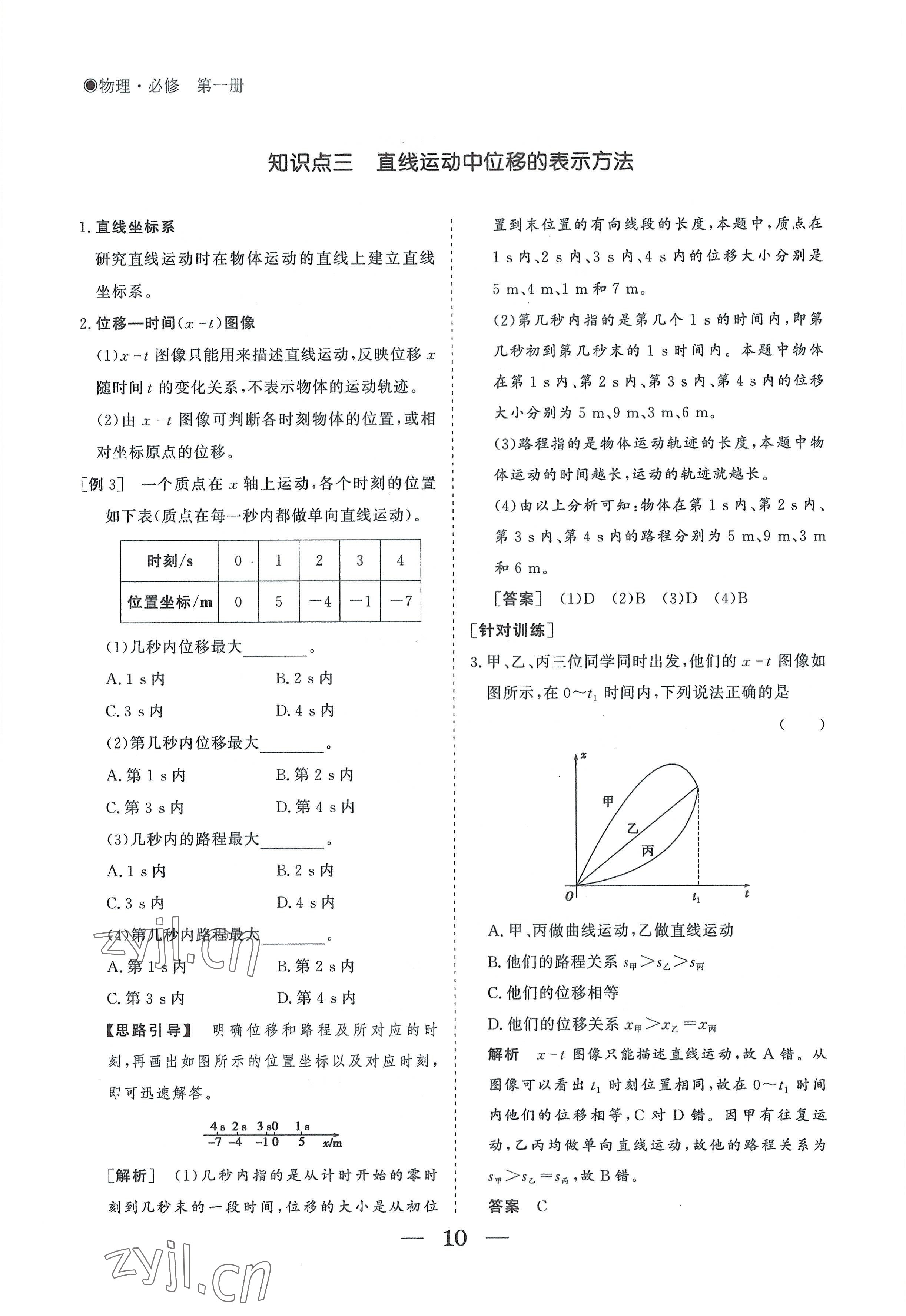 2022年高中導(dǎo)學(xué)測(cè)控優(yōu)化設(shè)計(jì)方案物理必修第一冊(cè)人教版 參考答案第10頁(yè)