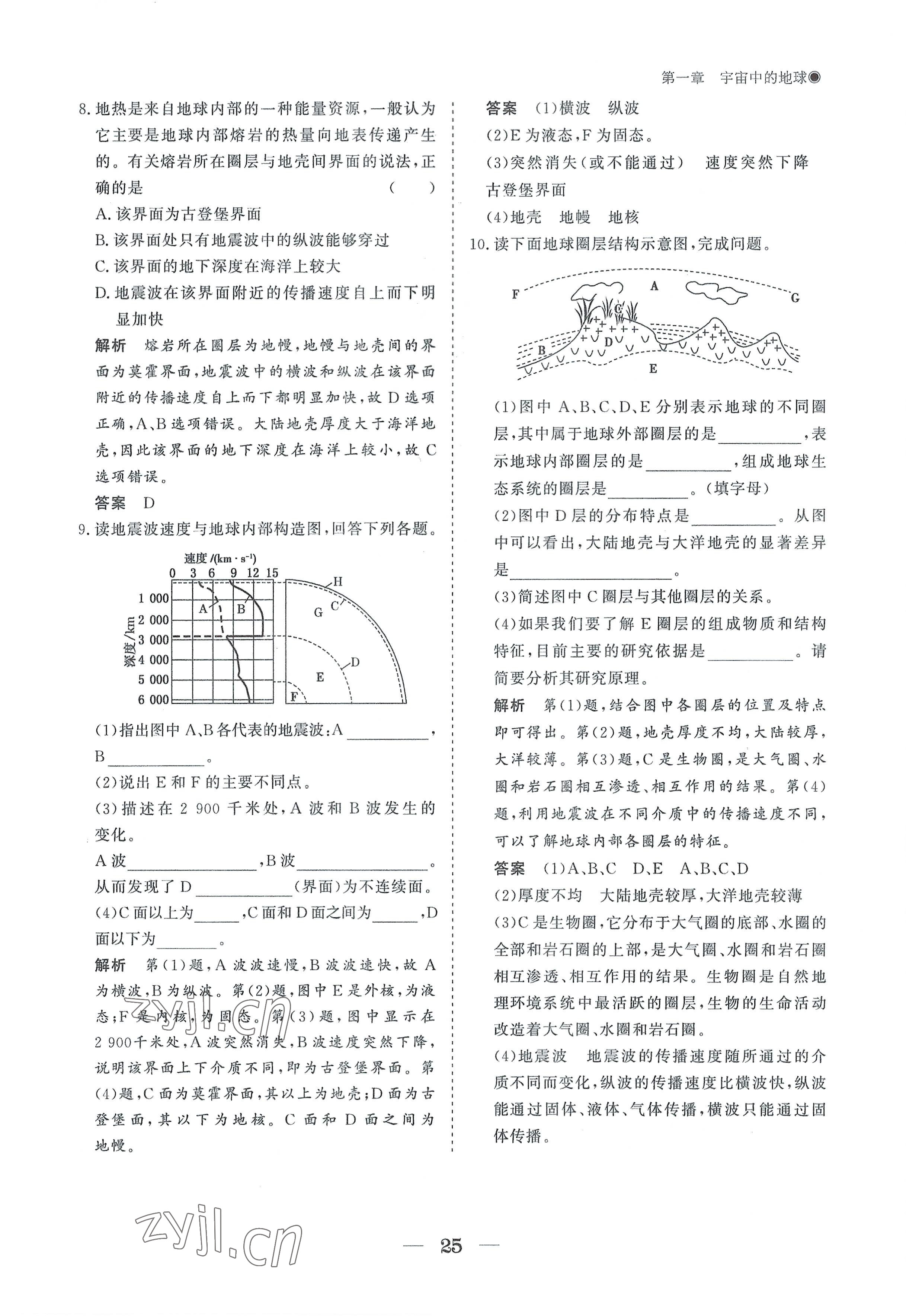 2022年高中導(dǎo)學(xué)測(cè)控優(yōu)化設(shè)計(jì)方案地理必修第一冊(cè)人教版 參考答案第25頁(yè)