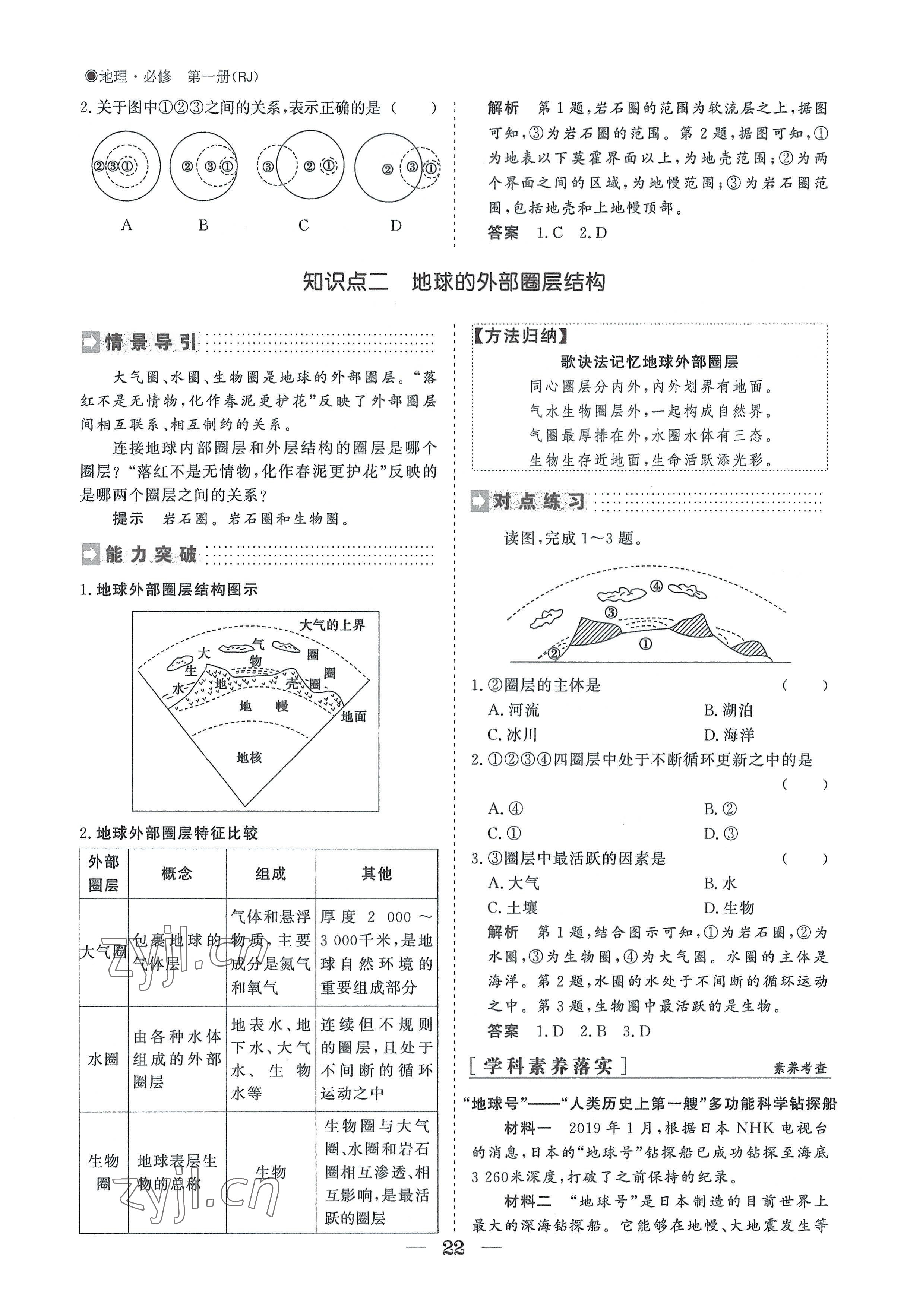 2022年高中導學測控優(yōu)化設計方案地理必修第一冊人教版 參考答案第22頁