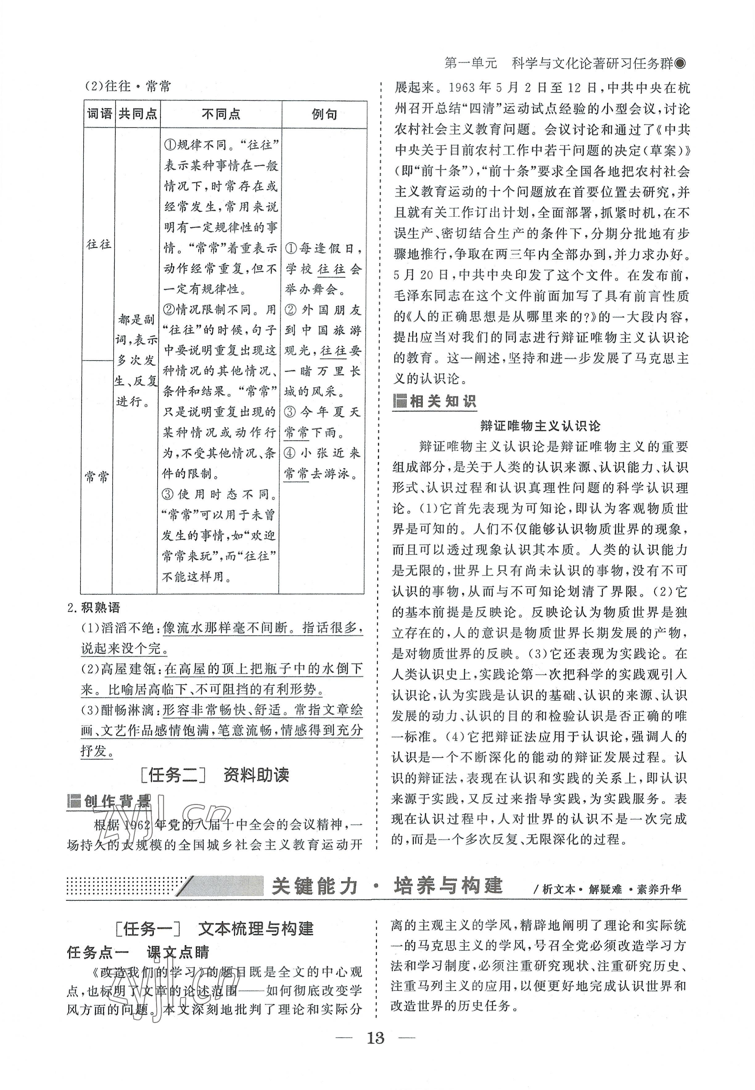 2022年高中導(dǎo)學(xué)測(cè)控優(yōu)化設(shè)計(jì)方案語文選擇性必修中冊(cè)人教版 參考答案第13頁(yè)