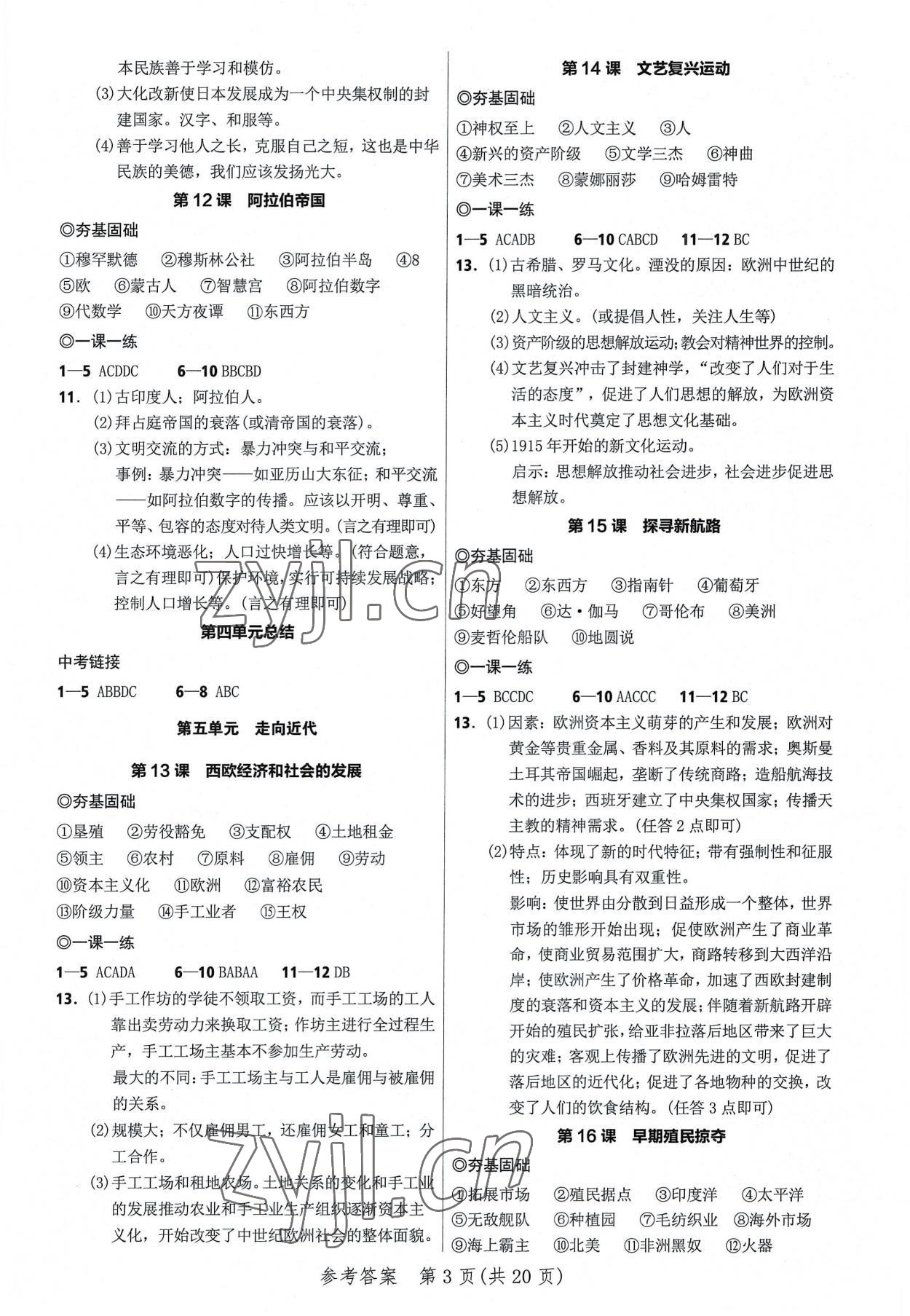 2022年奪冠訓練九年級歷史全一冊人教版廣東專版 第3頁