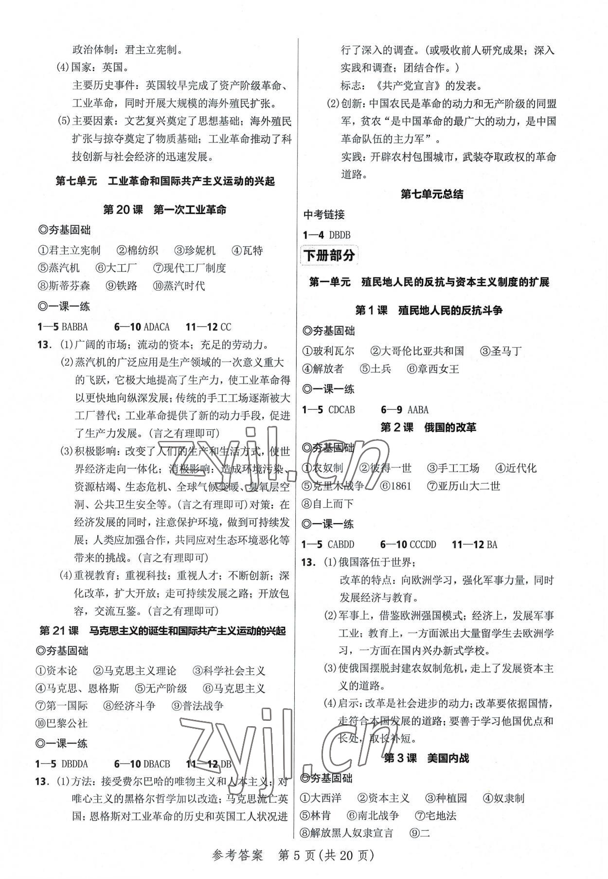 2022年奪冠訓(xùn)練九年級歷史全一冊人教版廣東專版 第5頁