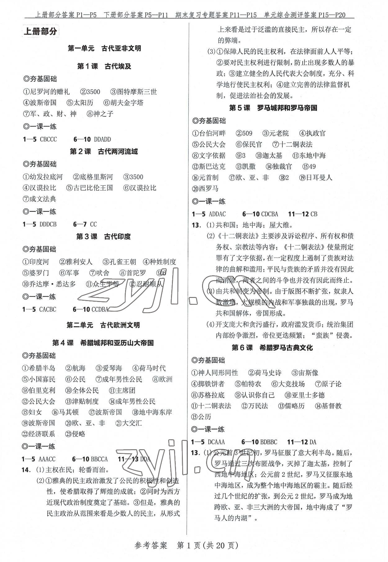 2022年奪冠訓(xùn)練九年級歷史全一冊人教版廣東專版 第1頁