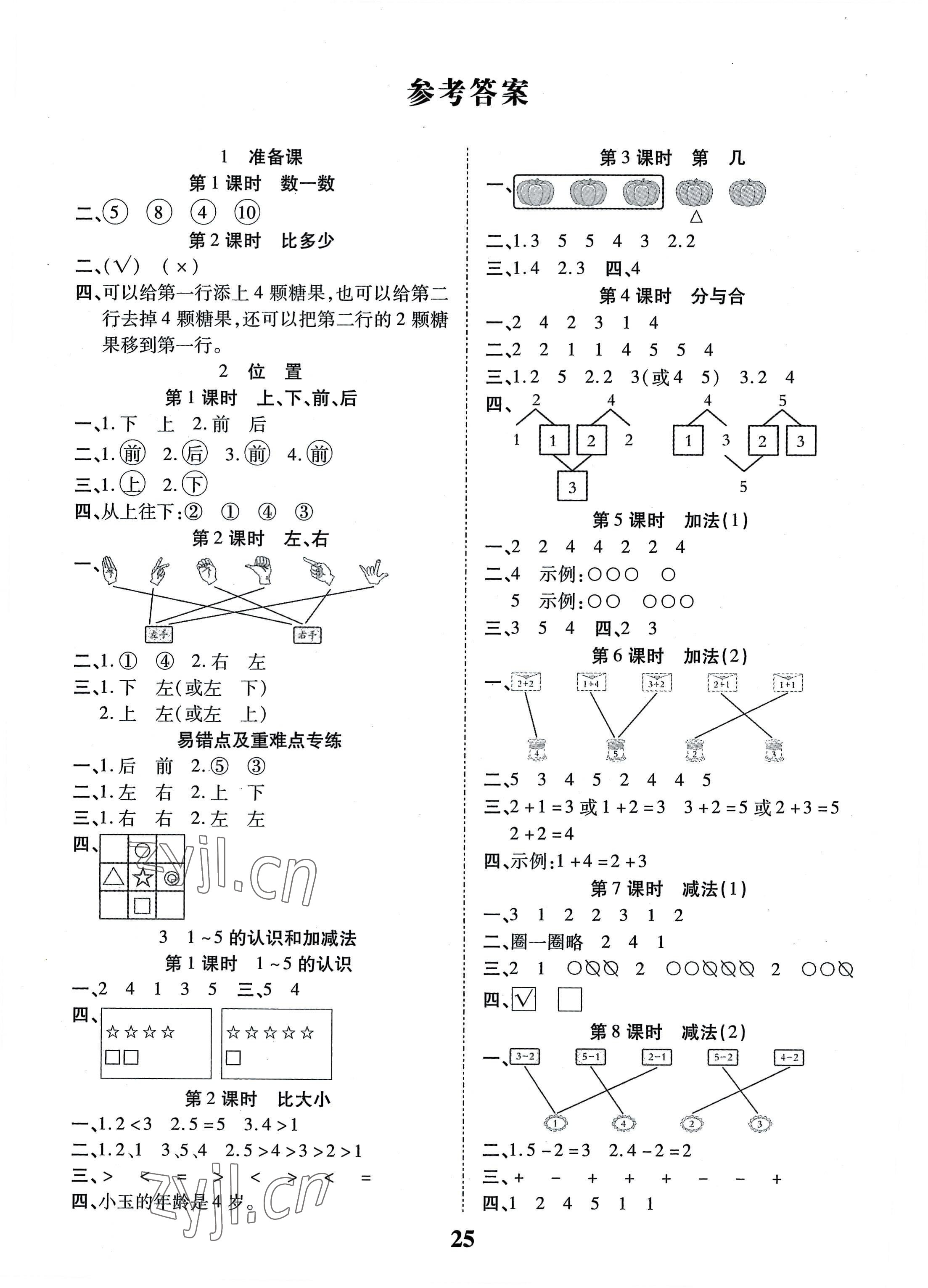 2022年優秀三好生一年級數學A版上冊人教版 第1頁